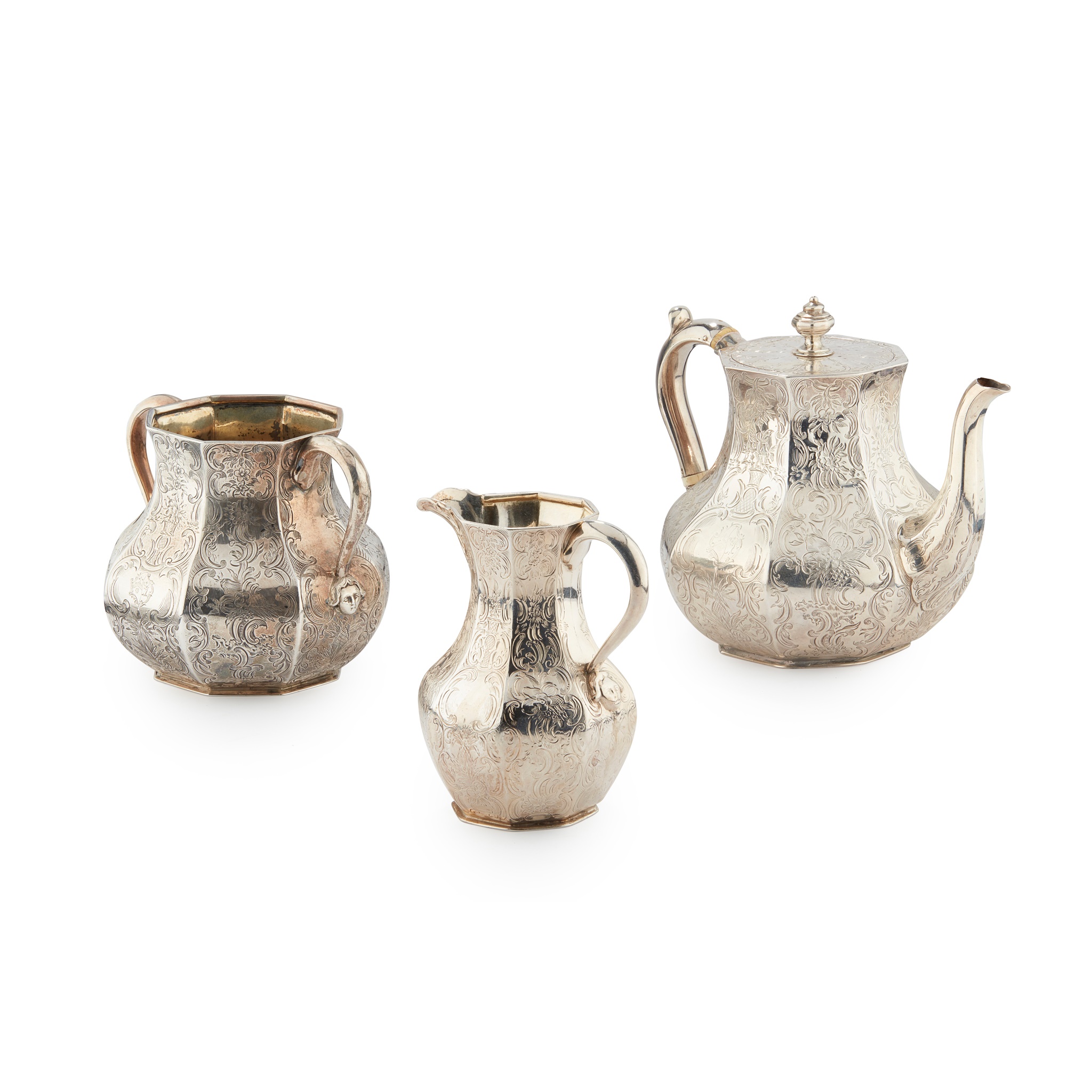 A VICTORIAN THREE PIECE TEA SERVICE