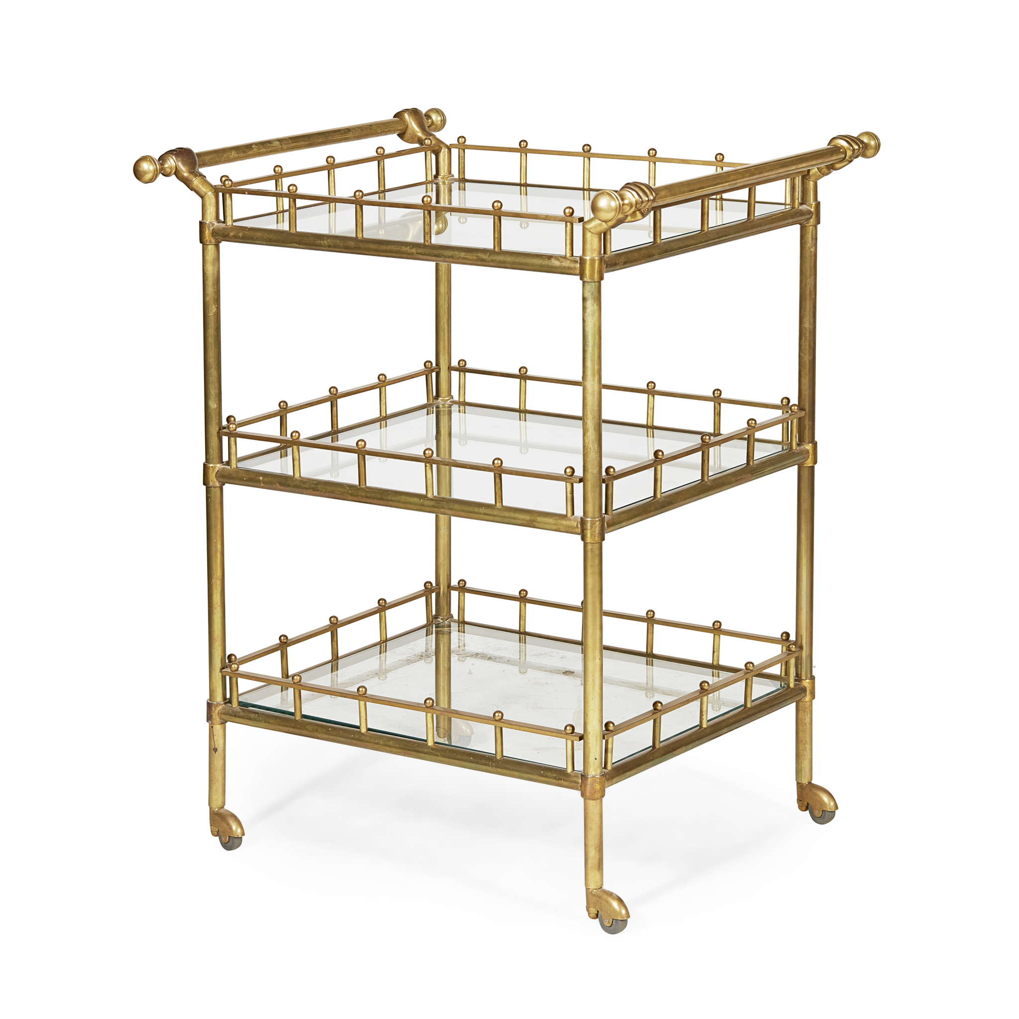 BRASS THREE TIER DRINKS TROLLEY