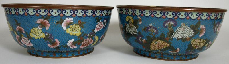 A pair of 19th century Chinese cloisonné bowls