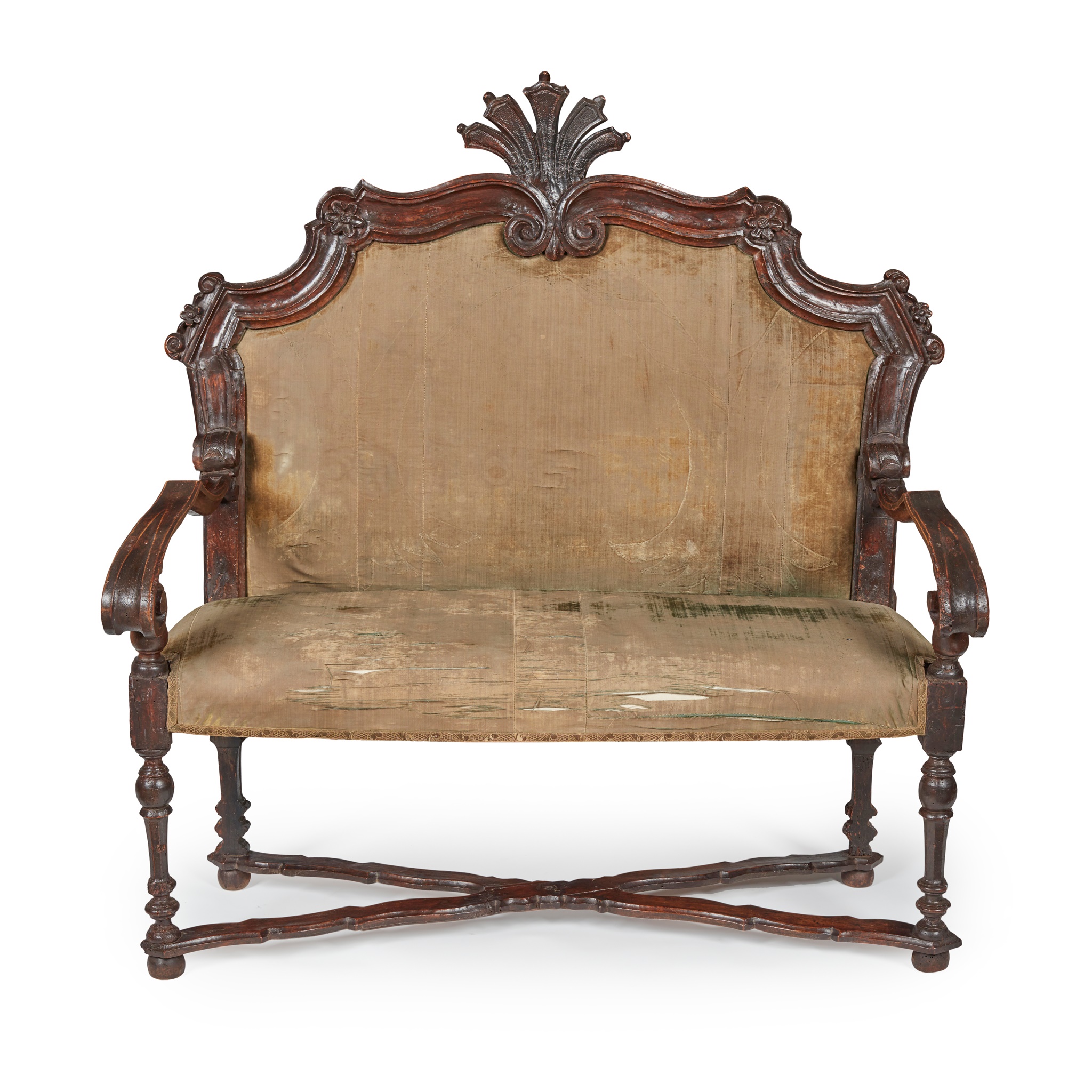 QUEEN ANNE OAK FRAMED SETTEE