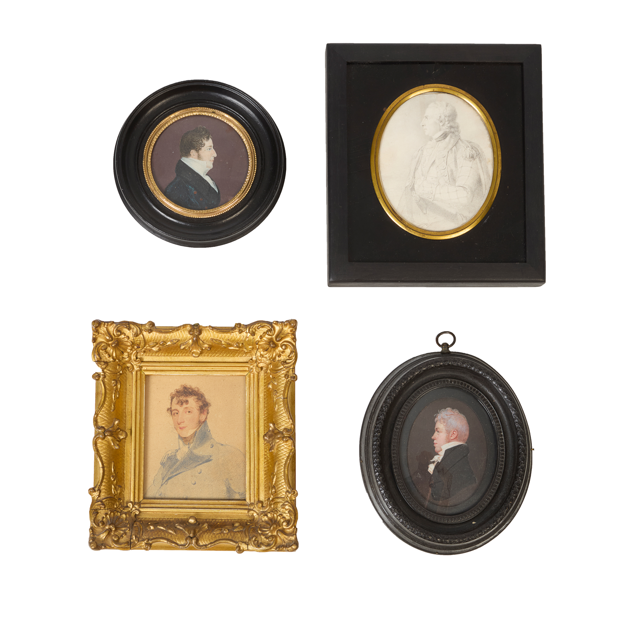 FOUR PORTRAIT MINIATURES OF OFFICERS AND GENTLEMEN