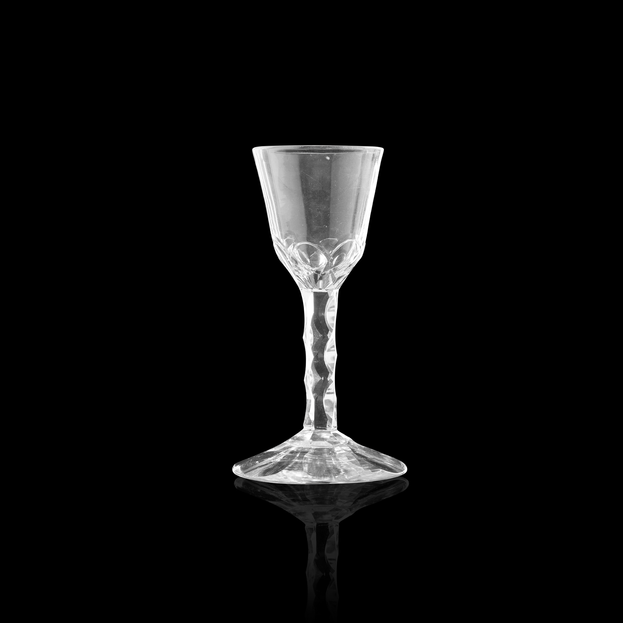 A 'DISGUISED JACOBITE' FACETED STEM WINE GLASS