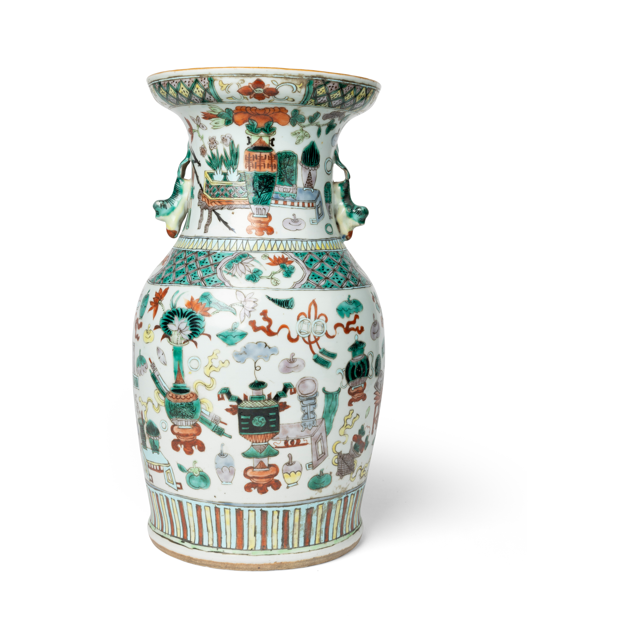 CHINESE FAMILLE VERTE 'ANTIQUITIES' VASE