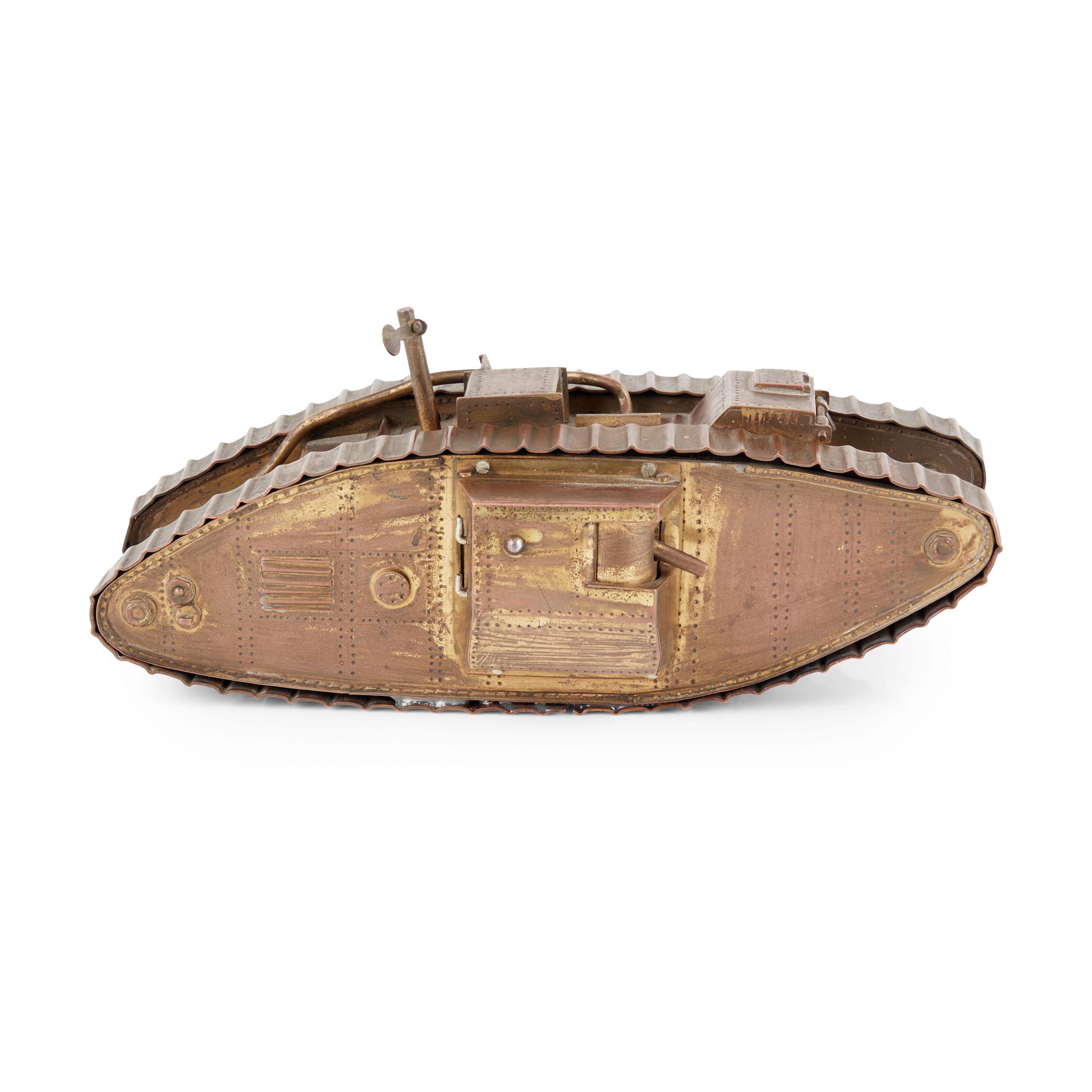 WWI TRENCH ART BRASS AND COPPER MODEL TANK