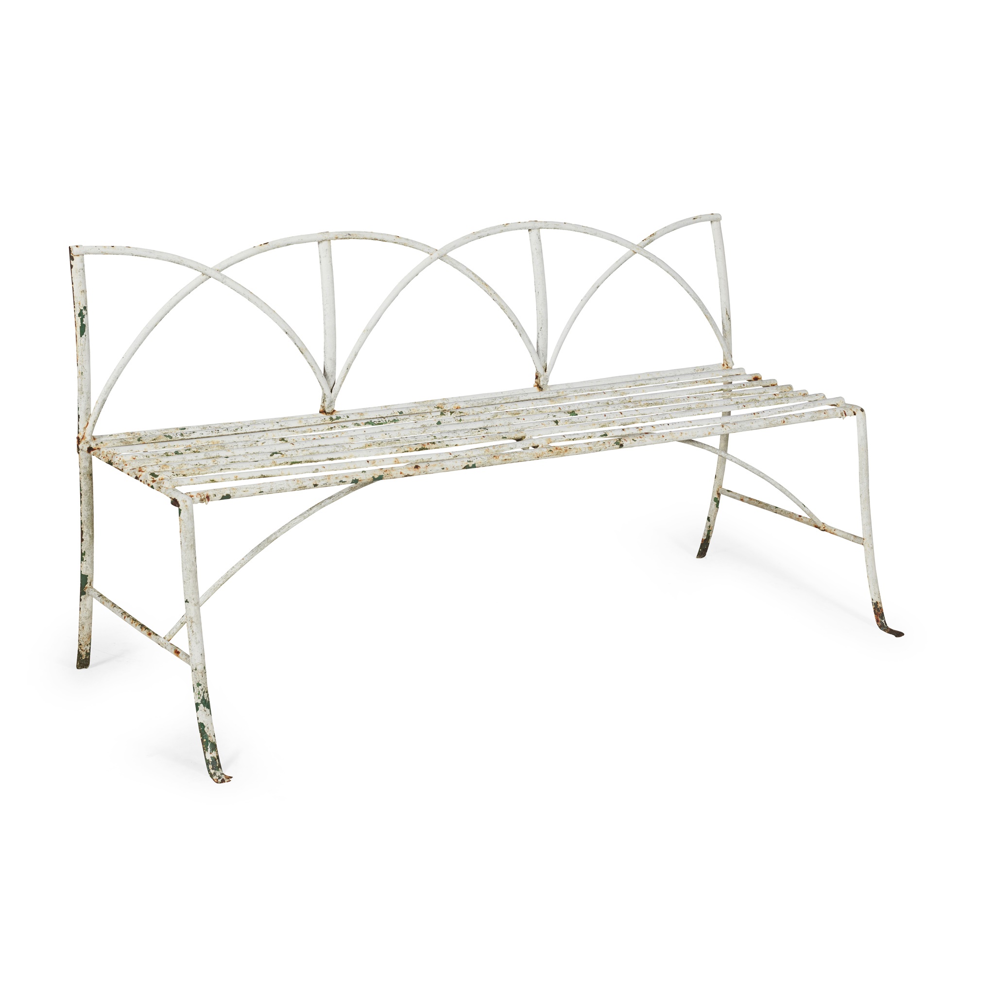 REGENCY PAINTED WROUGHT IRON GARDEN BENCH