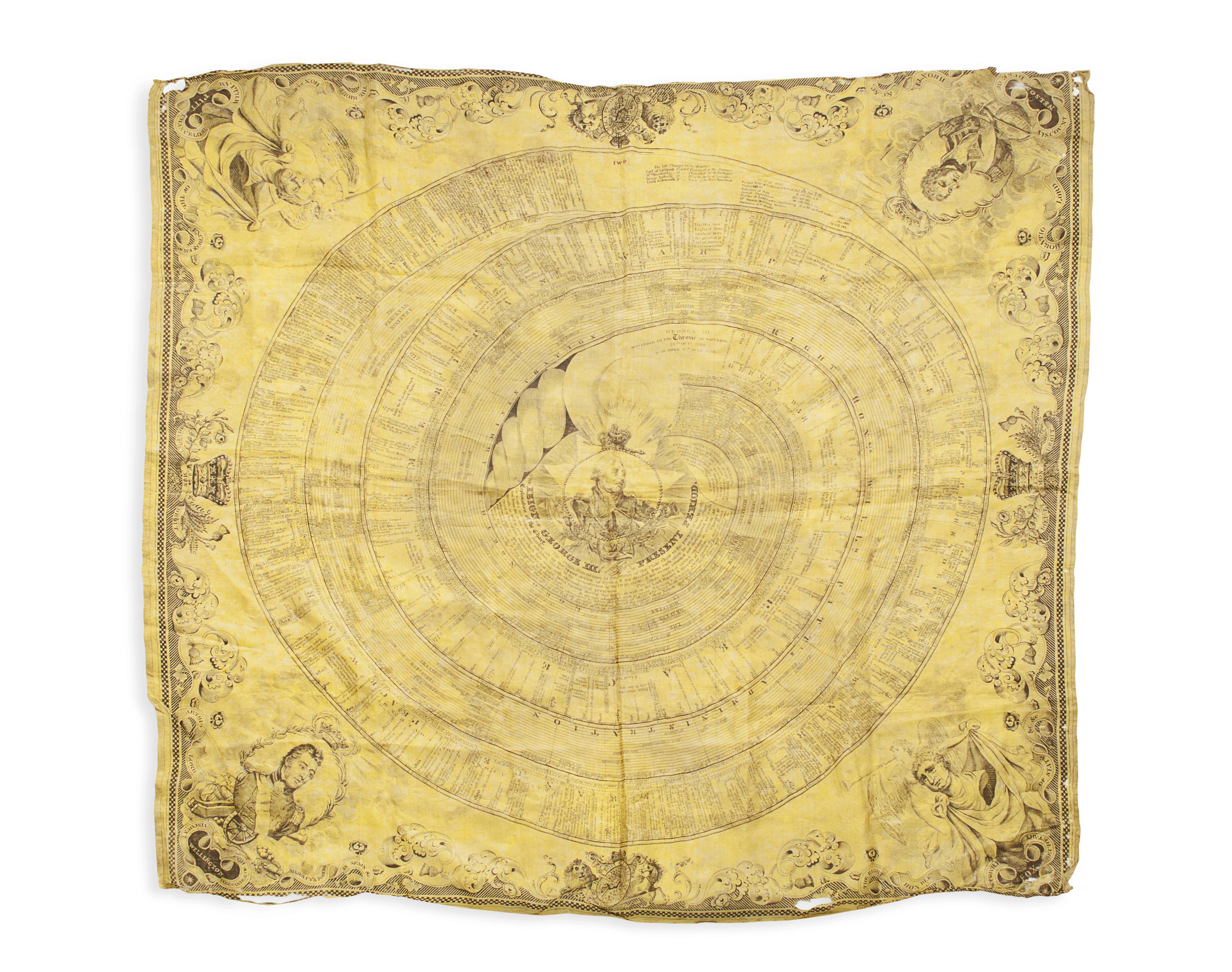 GEORGE III COMMEMORATIVE SILK SCARF