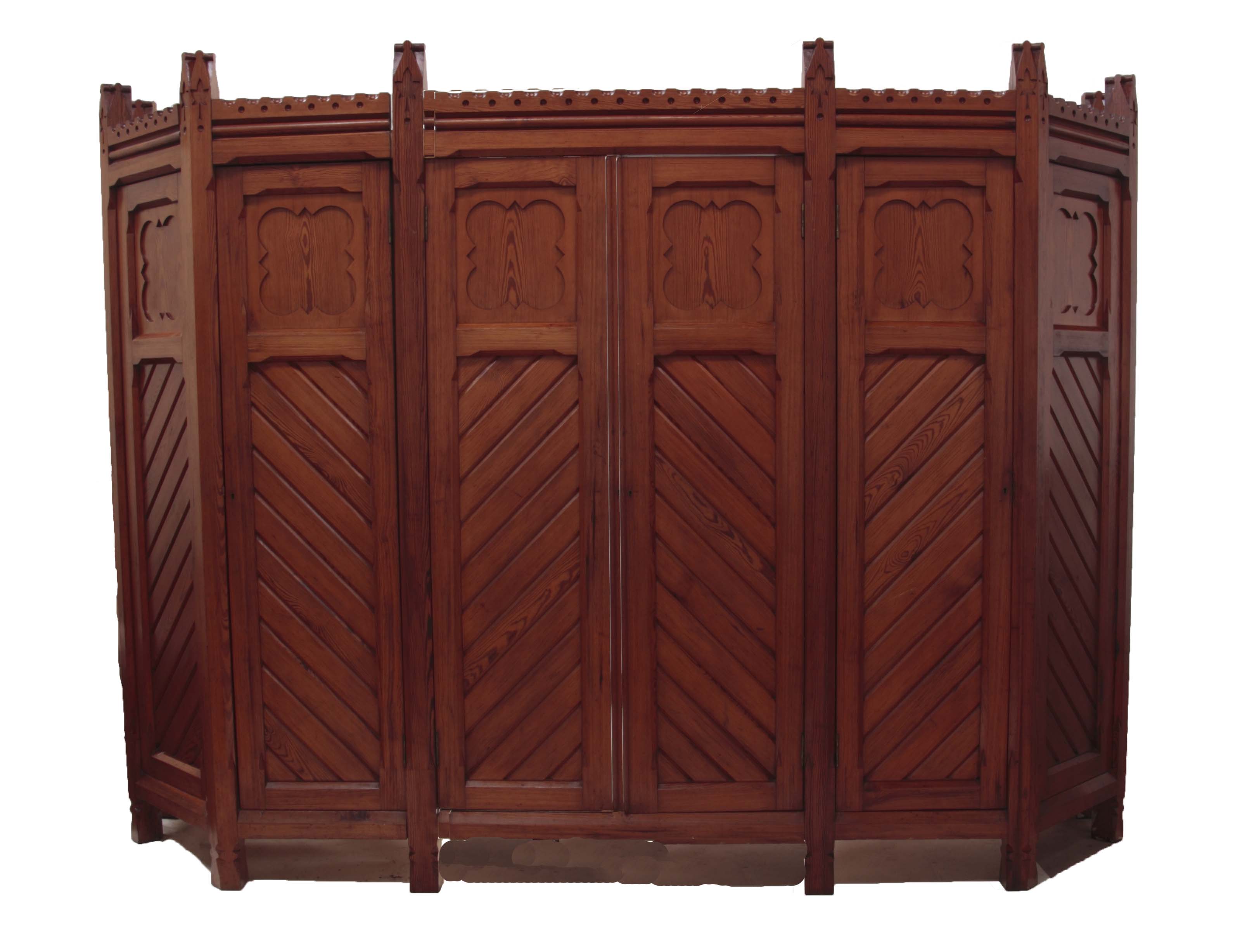 A large Arts & Crafts pitch pine wardrobe