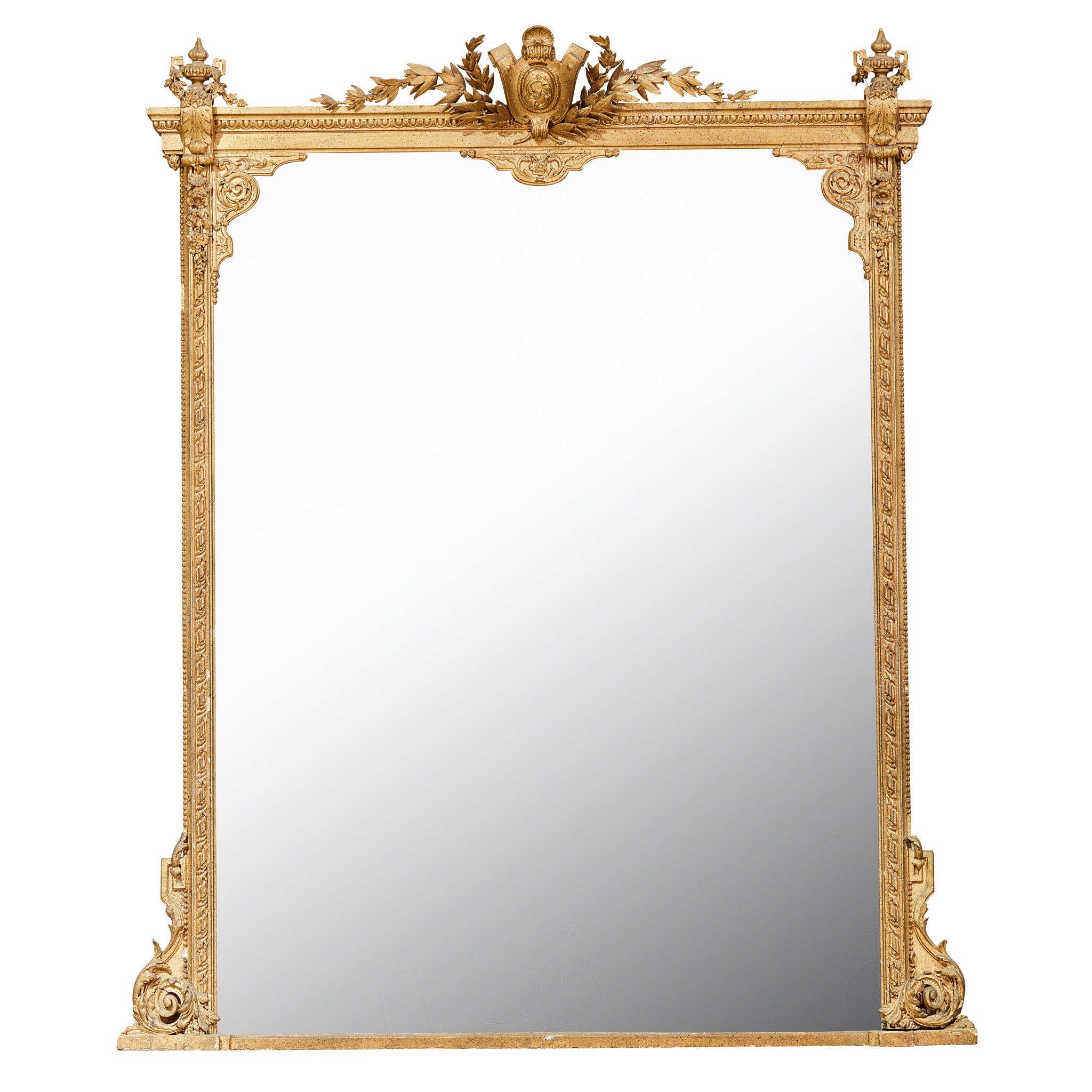 LARGE VICTORIAN GILTWOOD OVERMANTEL MIRROR