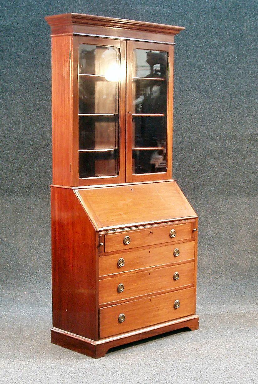 A 20th century mahogany bureau bookcase,