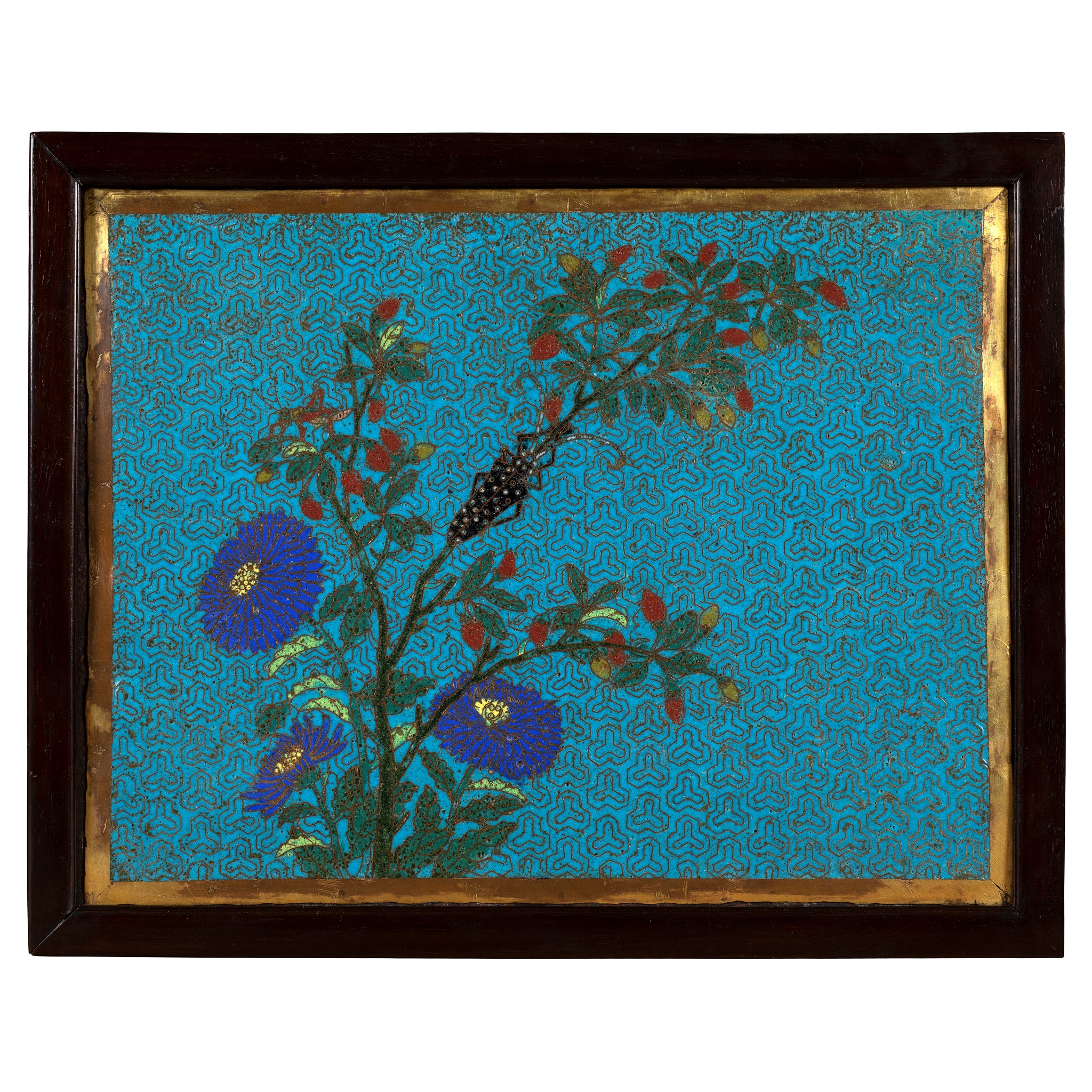 CLOISONNÉ ENAMEL 'CHRYSANTHEMUM' PANEL