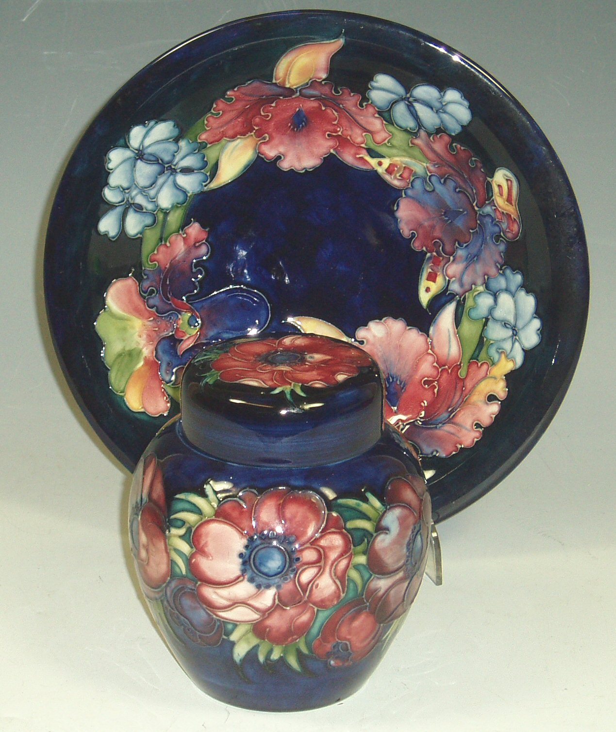 A Walter Moorcroft 'Anemones' pattern ginger jar and cover,
