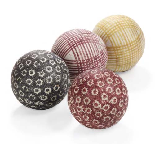 A collection of seventeen Scottish pottery carpet bowls,