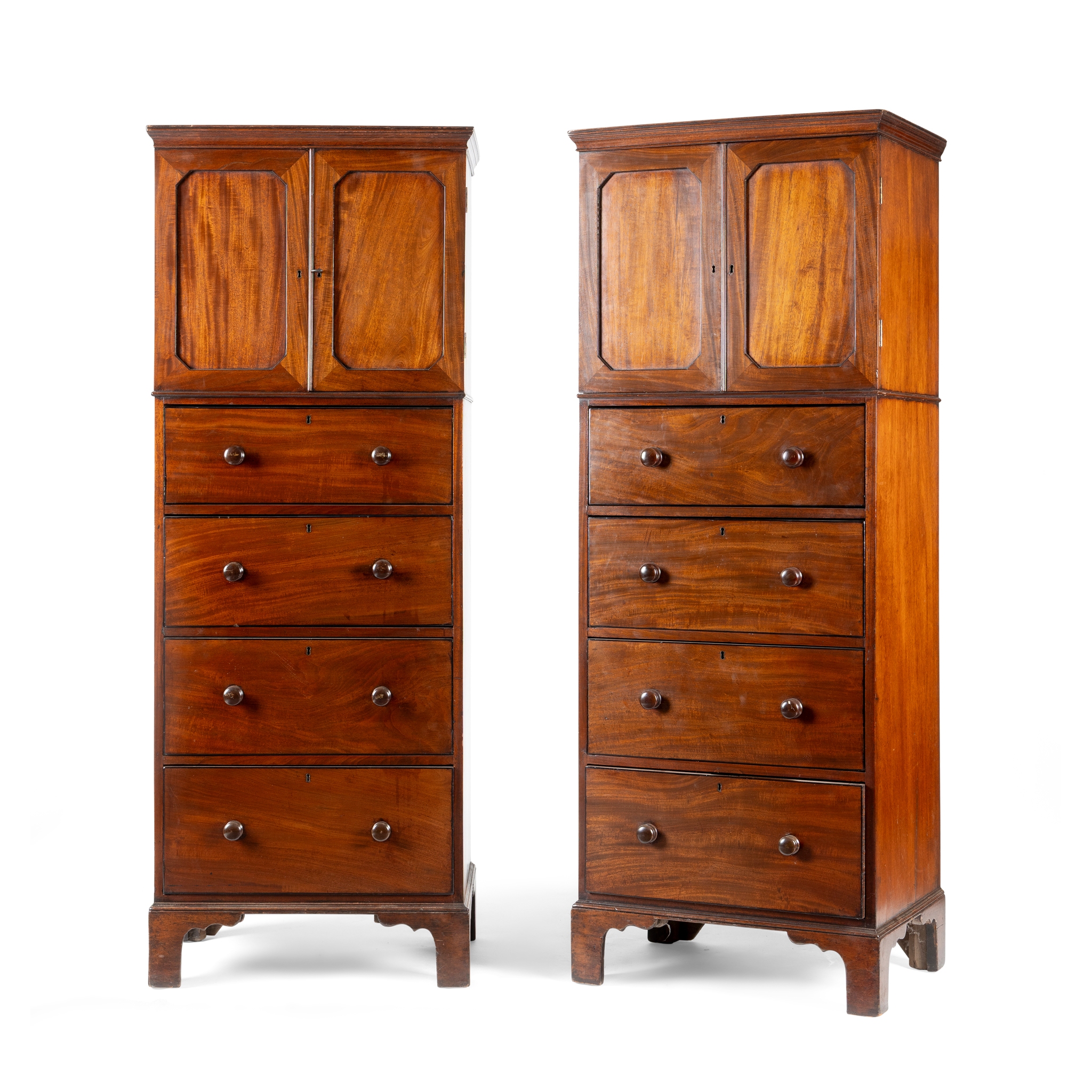 A PAIR OF VICTORIAN MAHOGANY BEDROOM CABINETS