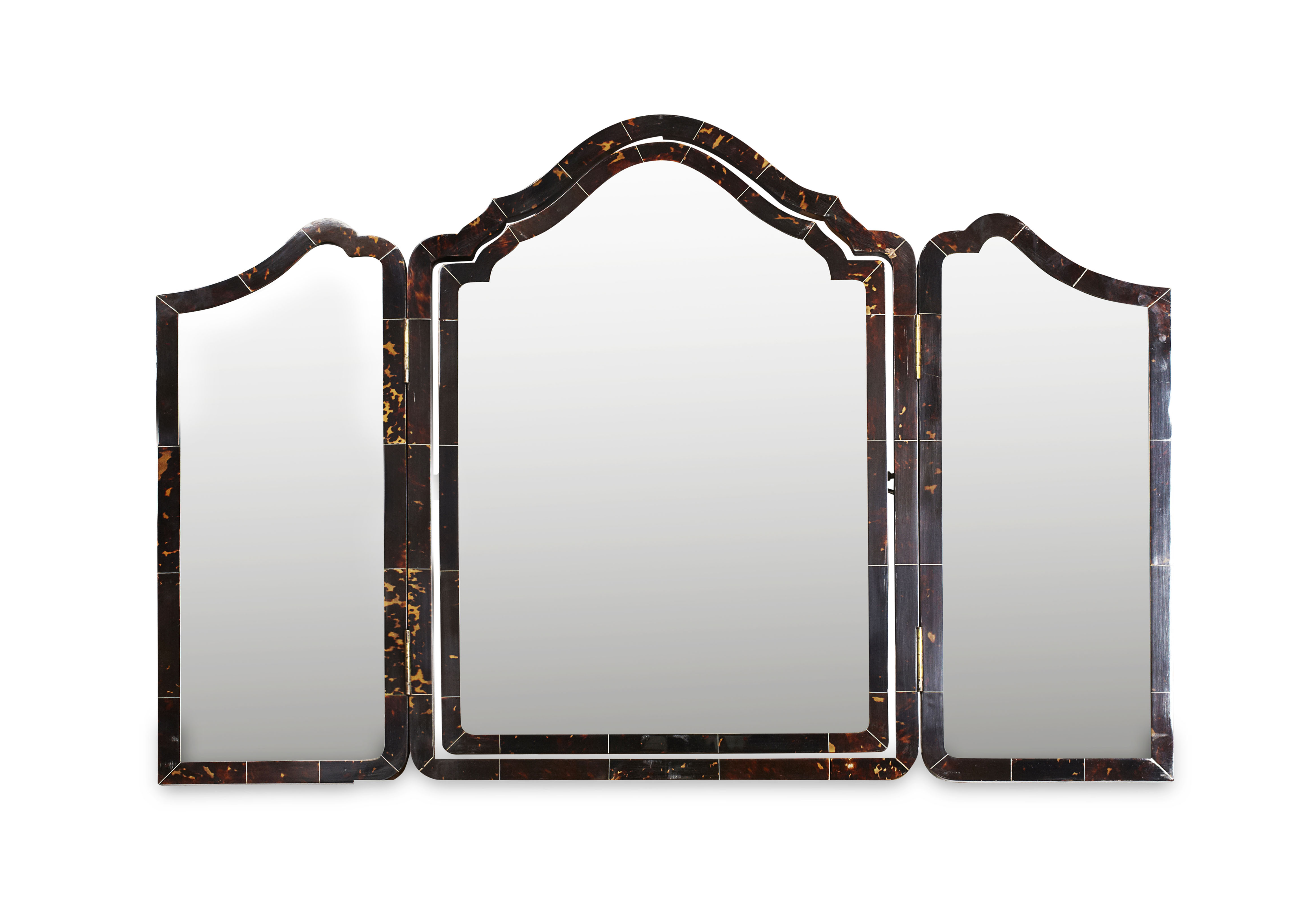 QUEEN ANNE STYLE TORTOISESHELL TRIPLE DRESSING TABLE MIRROR