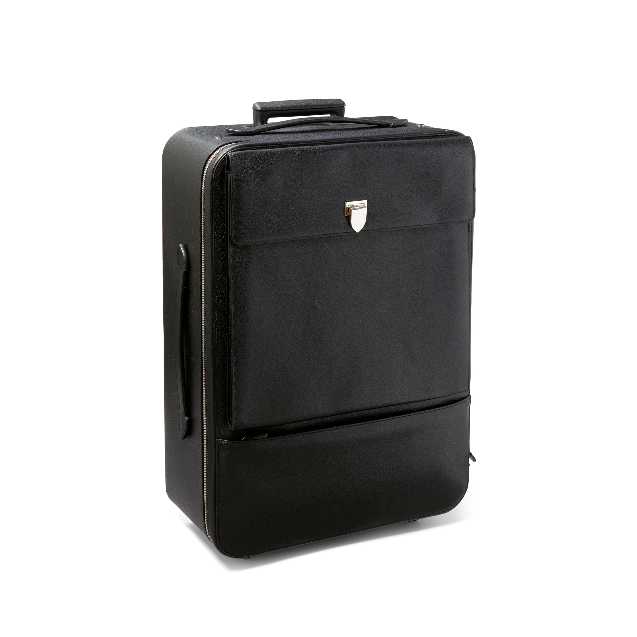 Asprey: A Black Leather Wheeled Suitcase