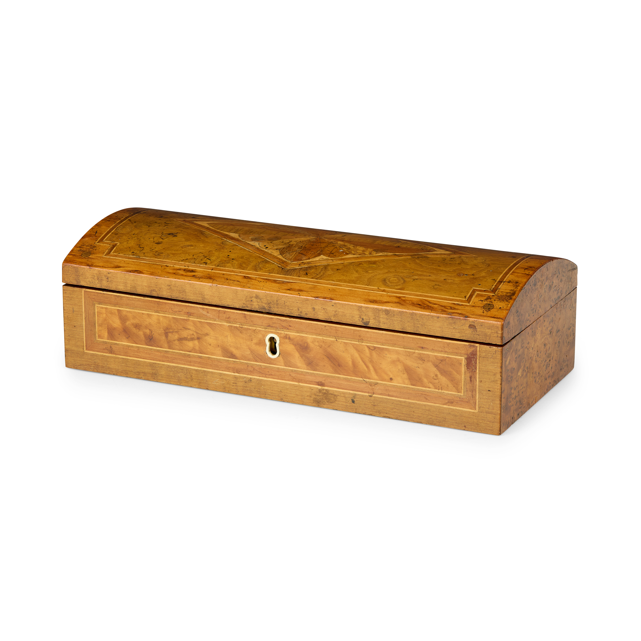 NEW ZEALAND SPECIMEN WOOD PARQUETRY GLOVE BOX, ATTRIBUTED TO ANTON SEUFFERT