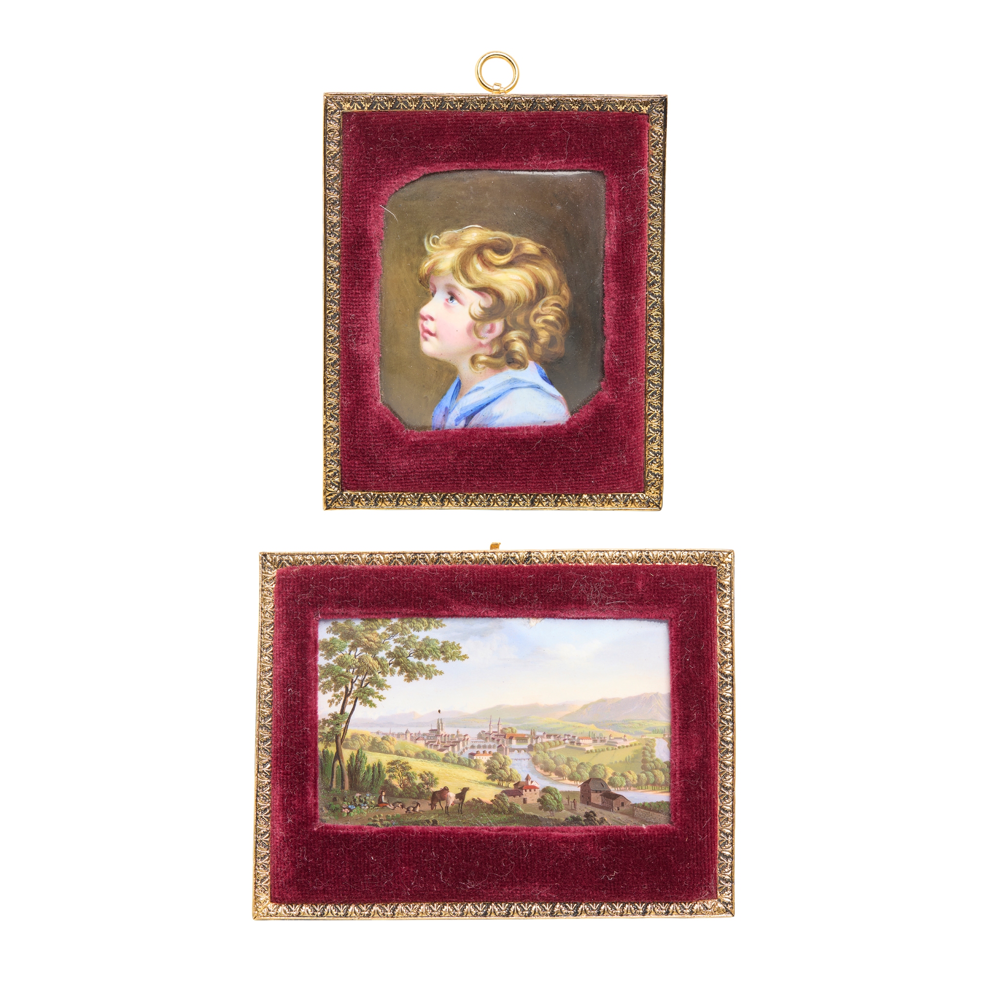 TWO SWISS ENAMEL ON COPPER PLAQUES