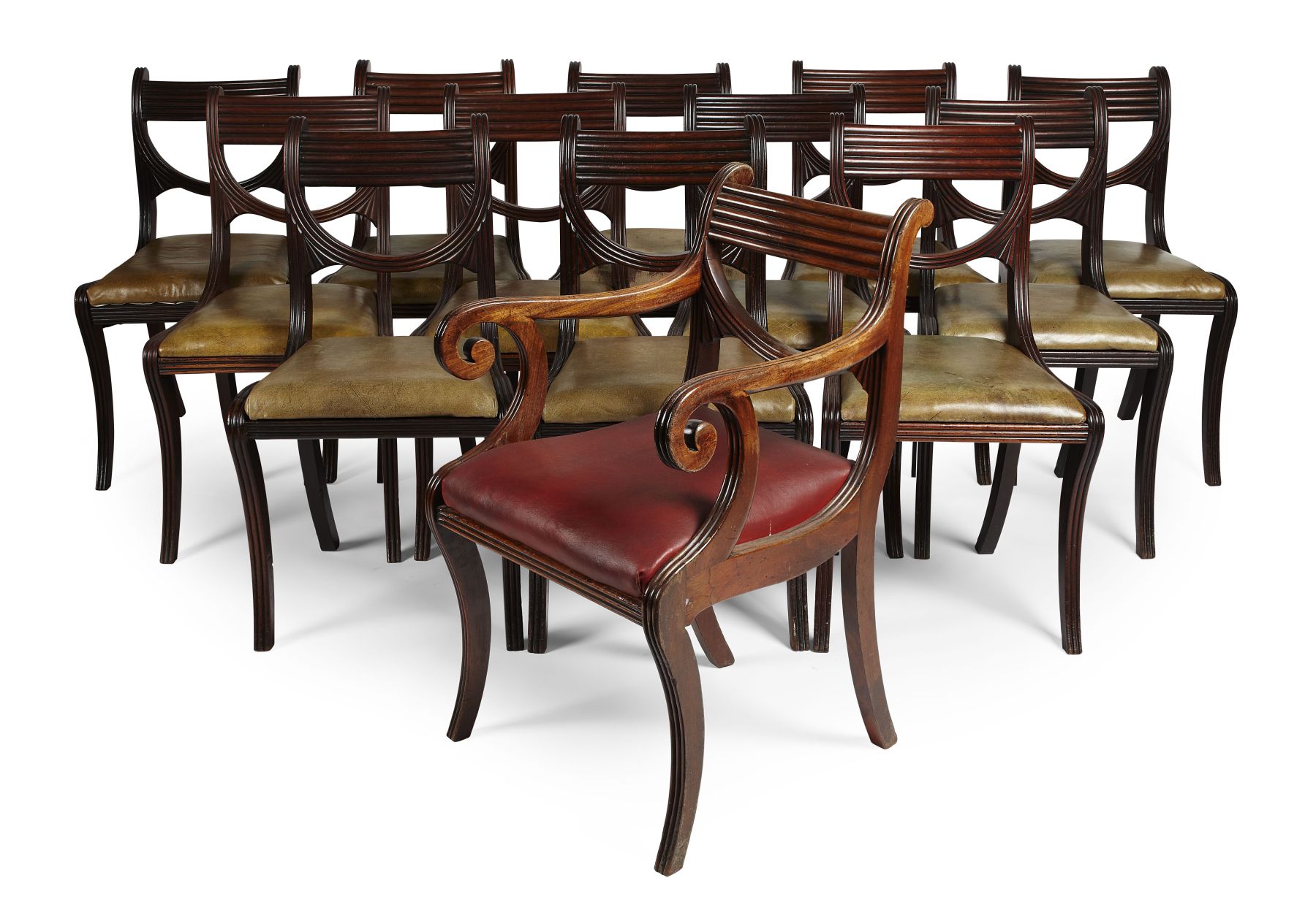 ASSEMBLED SET OF FOURTEEN SCOTTISH REGENCY DINING CHAIRS