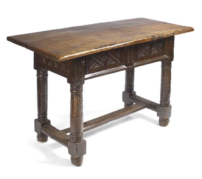 A mid 17th century Continental oak side table