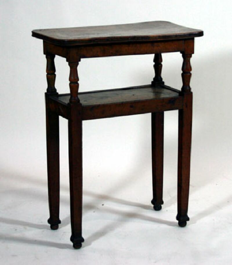 A 19th century burr oak two tier side table