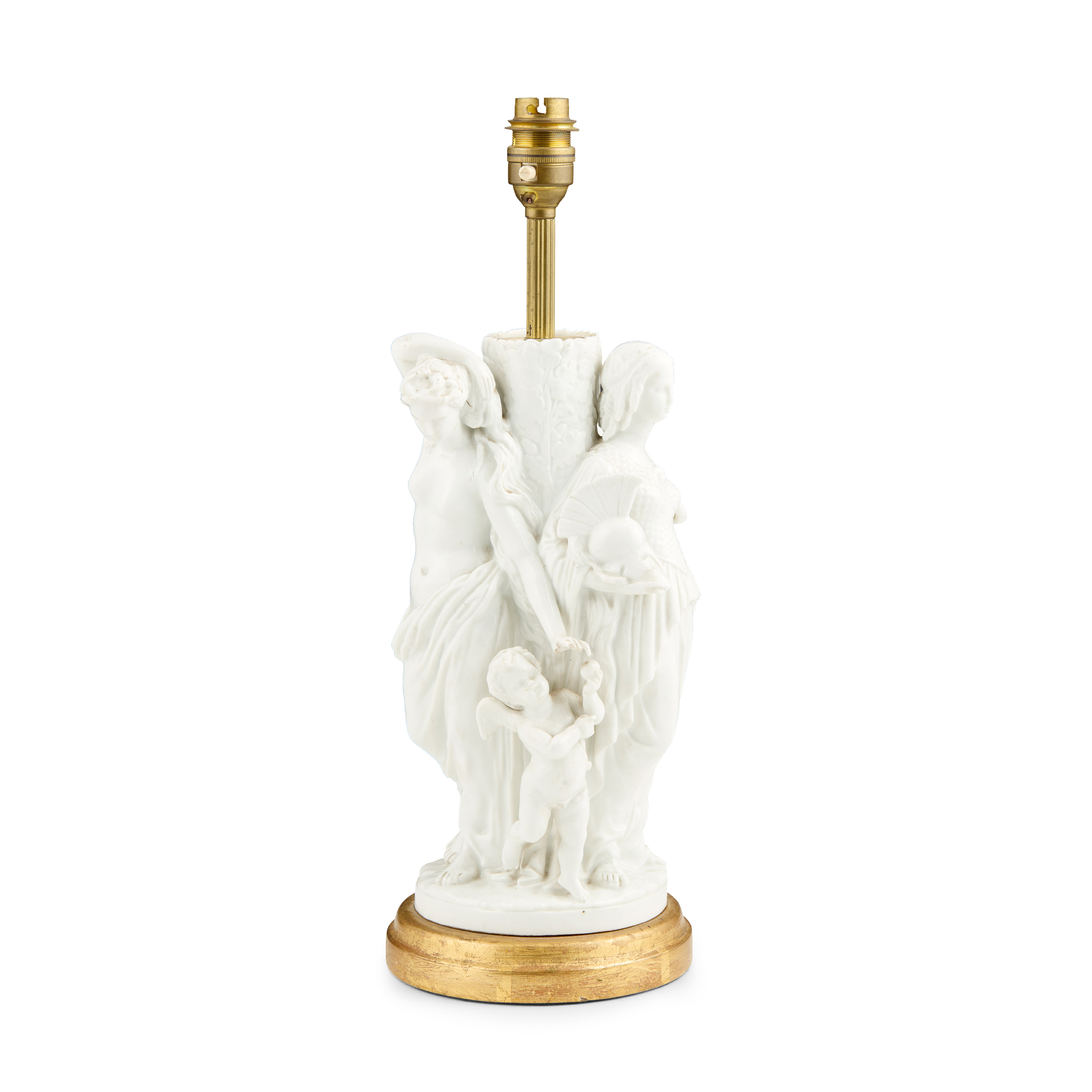 BLANC DE CHINE PORCELAIN FIGURAL LAMP
