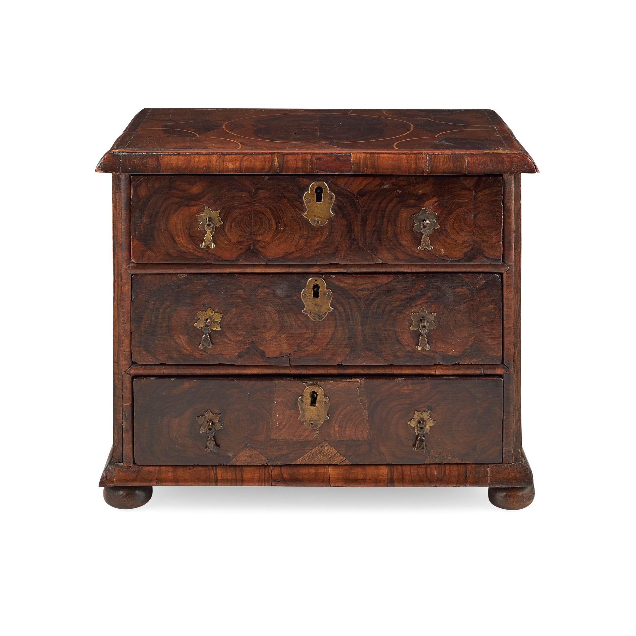 WILLIAM AND MARY OYSTER VENEERED MINIATURE CHEST OF DRAWERS