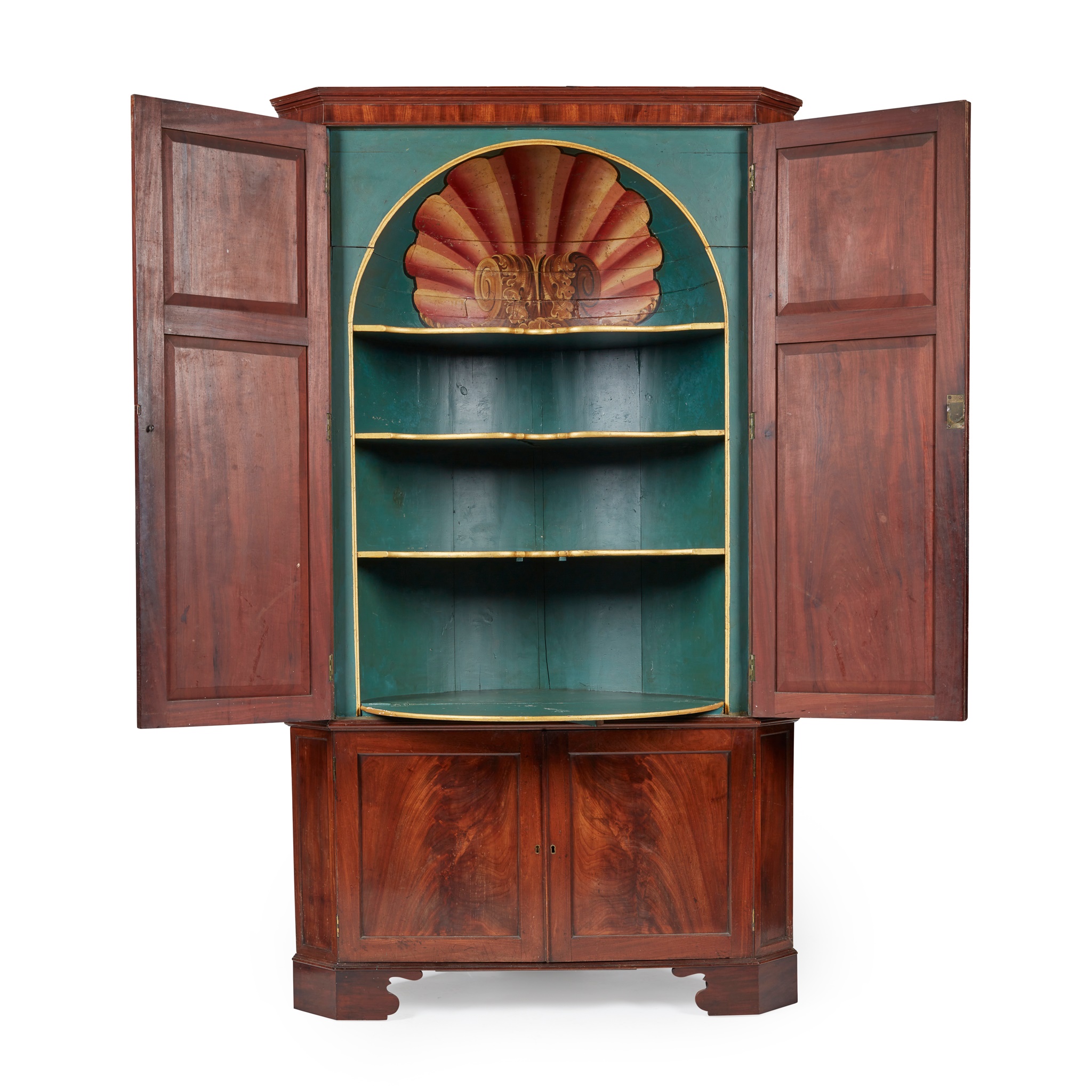 GEORGE III MAHOGANY AND PAINTED CORNER CABINET