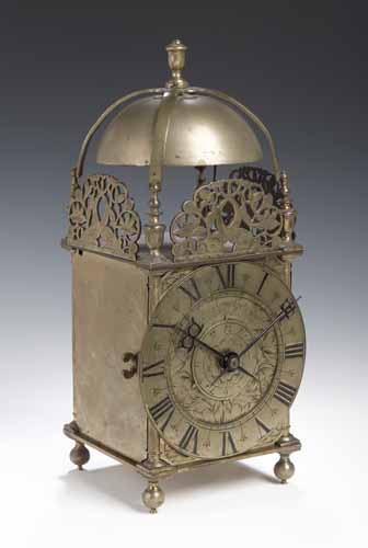 A brass lantern clock,