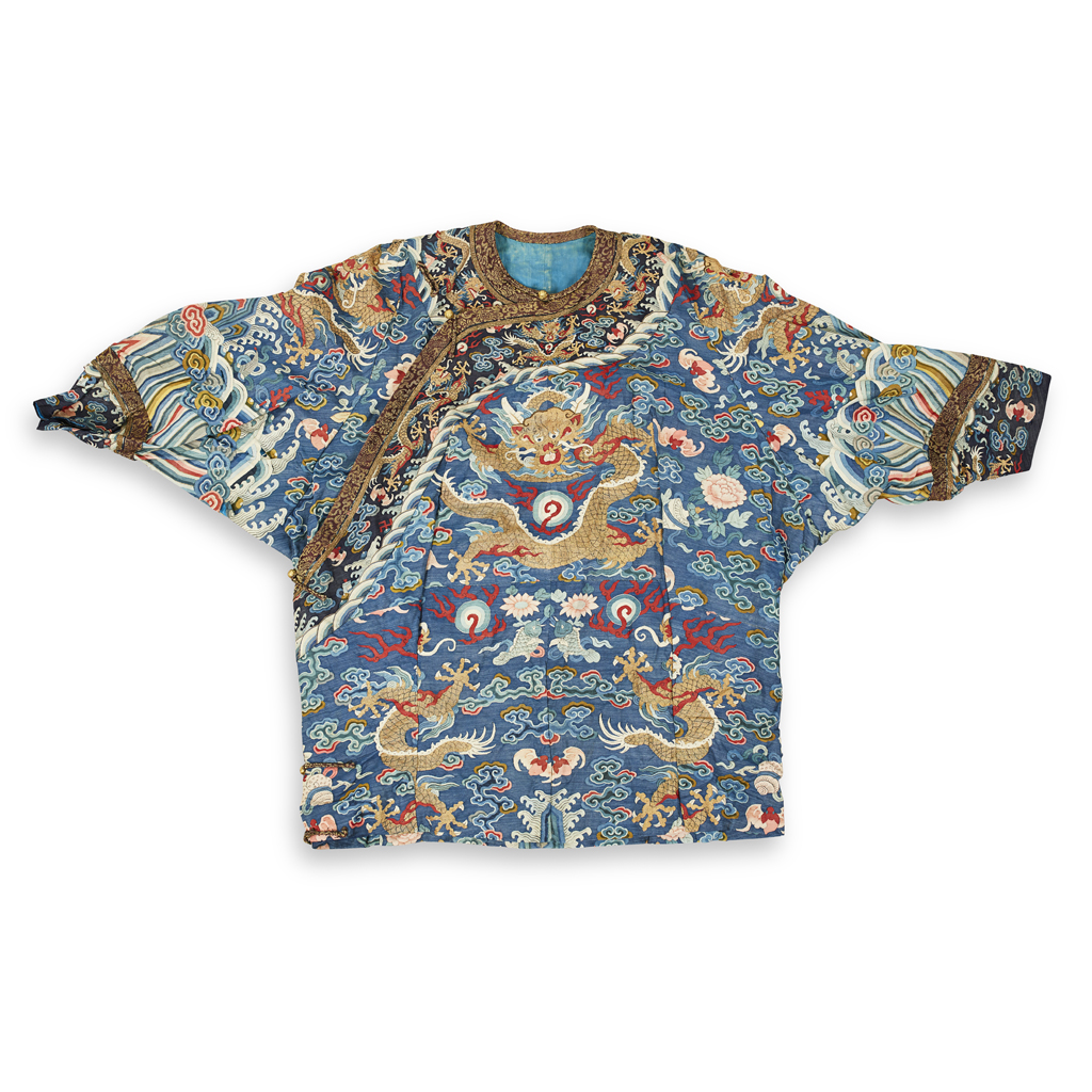 BLUE-GROUND SILK 'DRAGON' JACKET