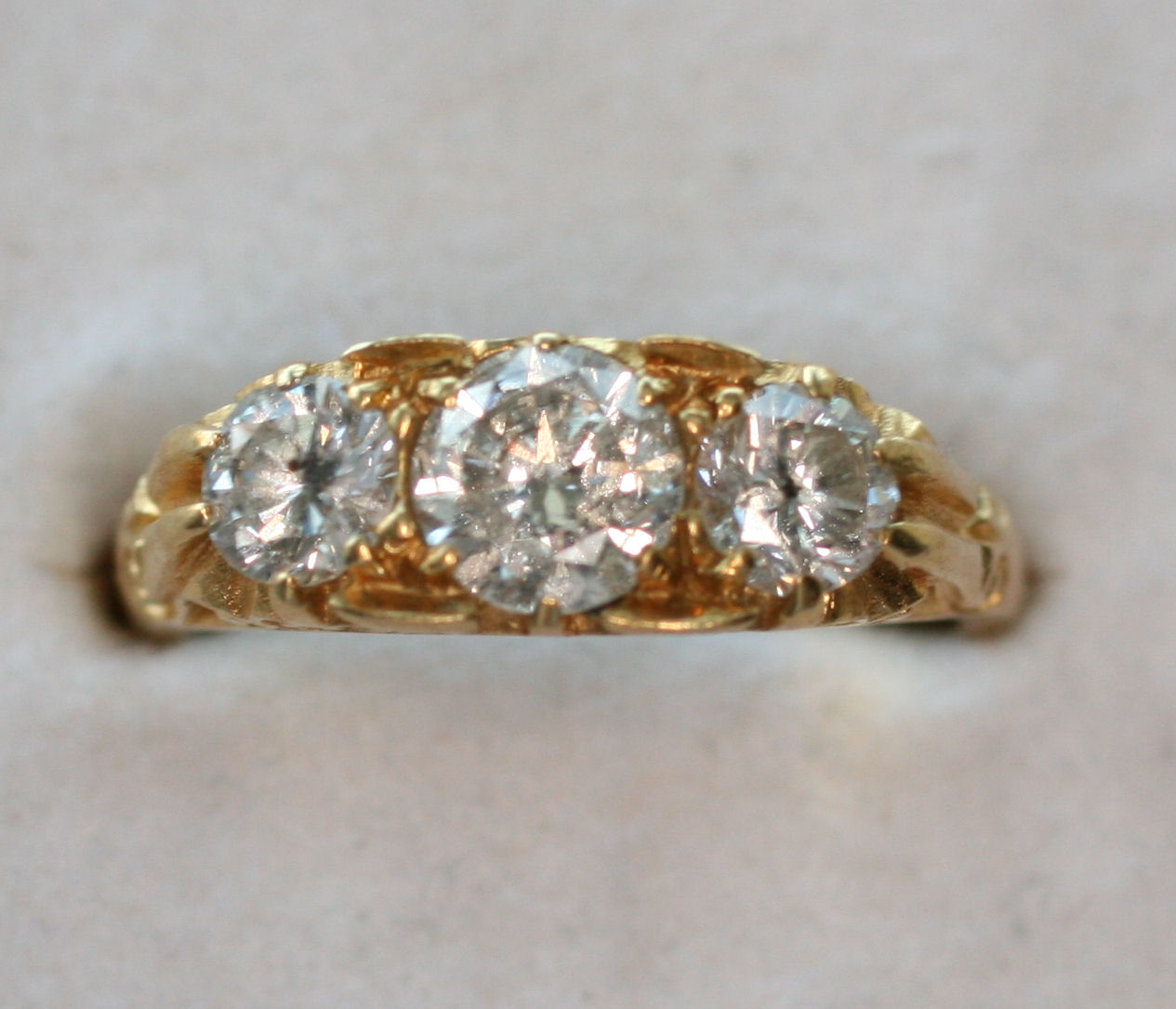 A three stone diamond ring
