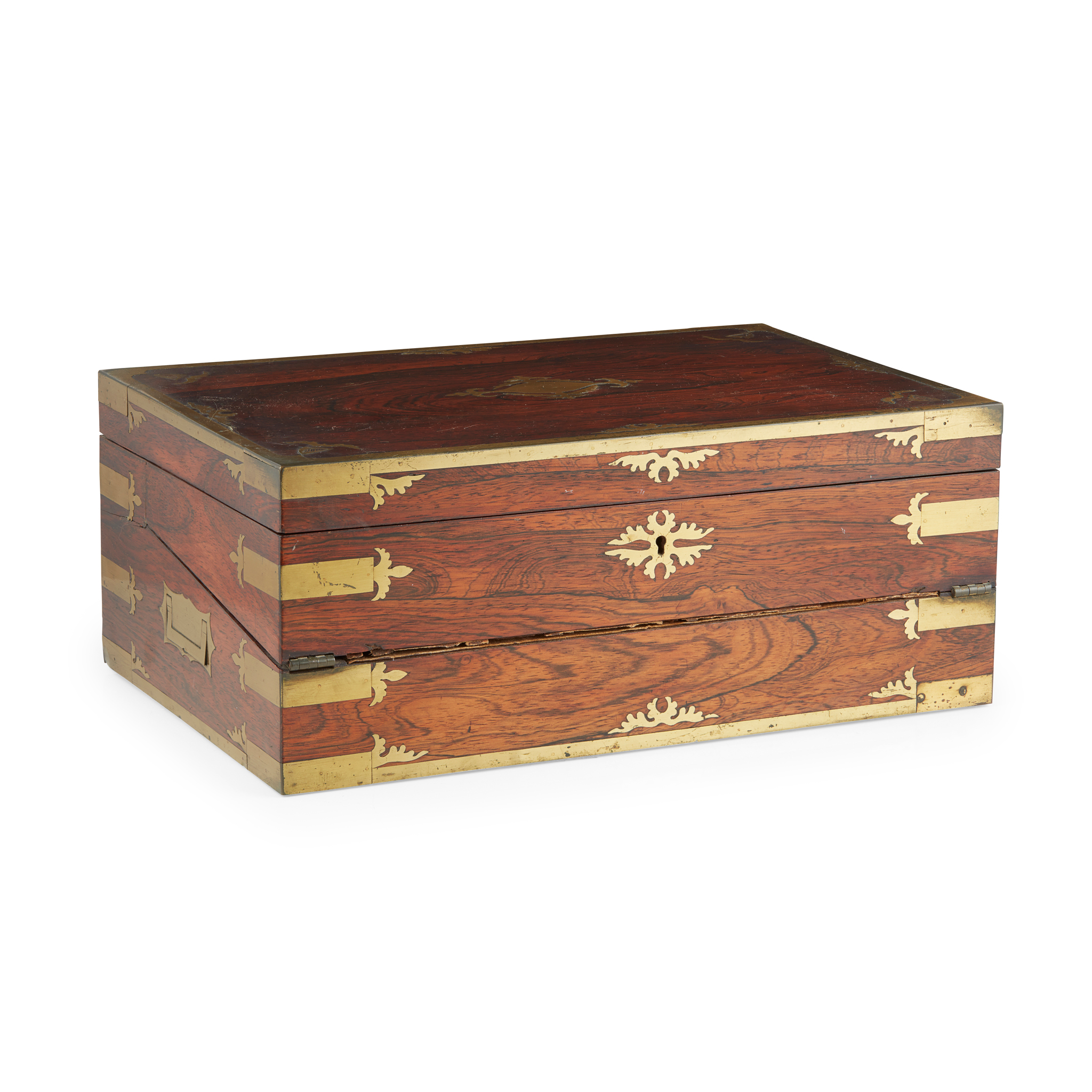 IRISH GEORGE IV BRASS BANDED ROSEWOOD WRITING SLOPE