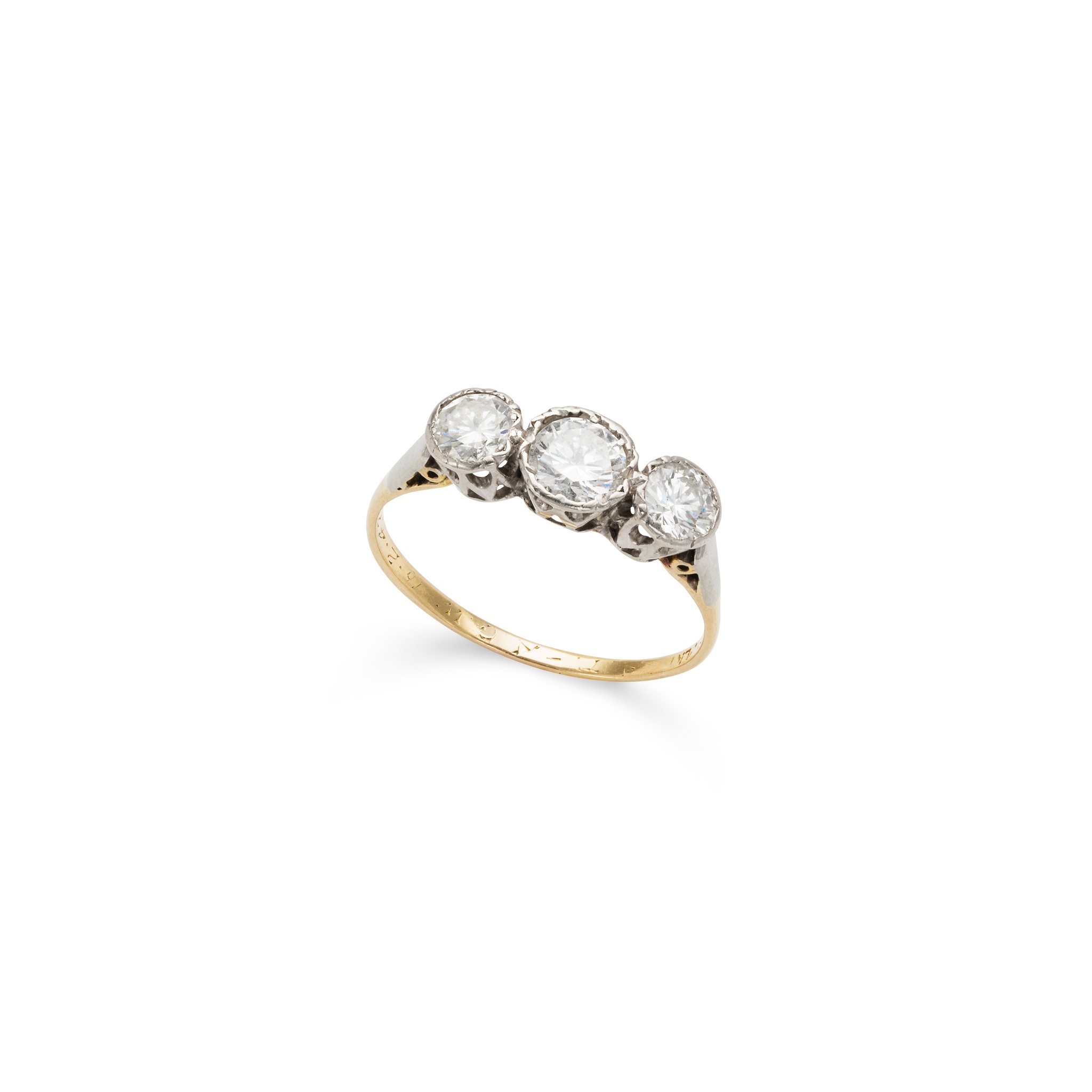 A diamond three-stone ring