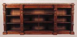 A Victorian walnut breakfront bookcase