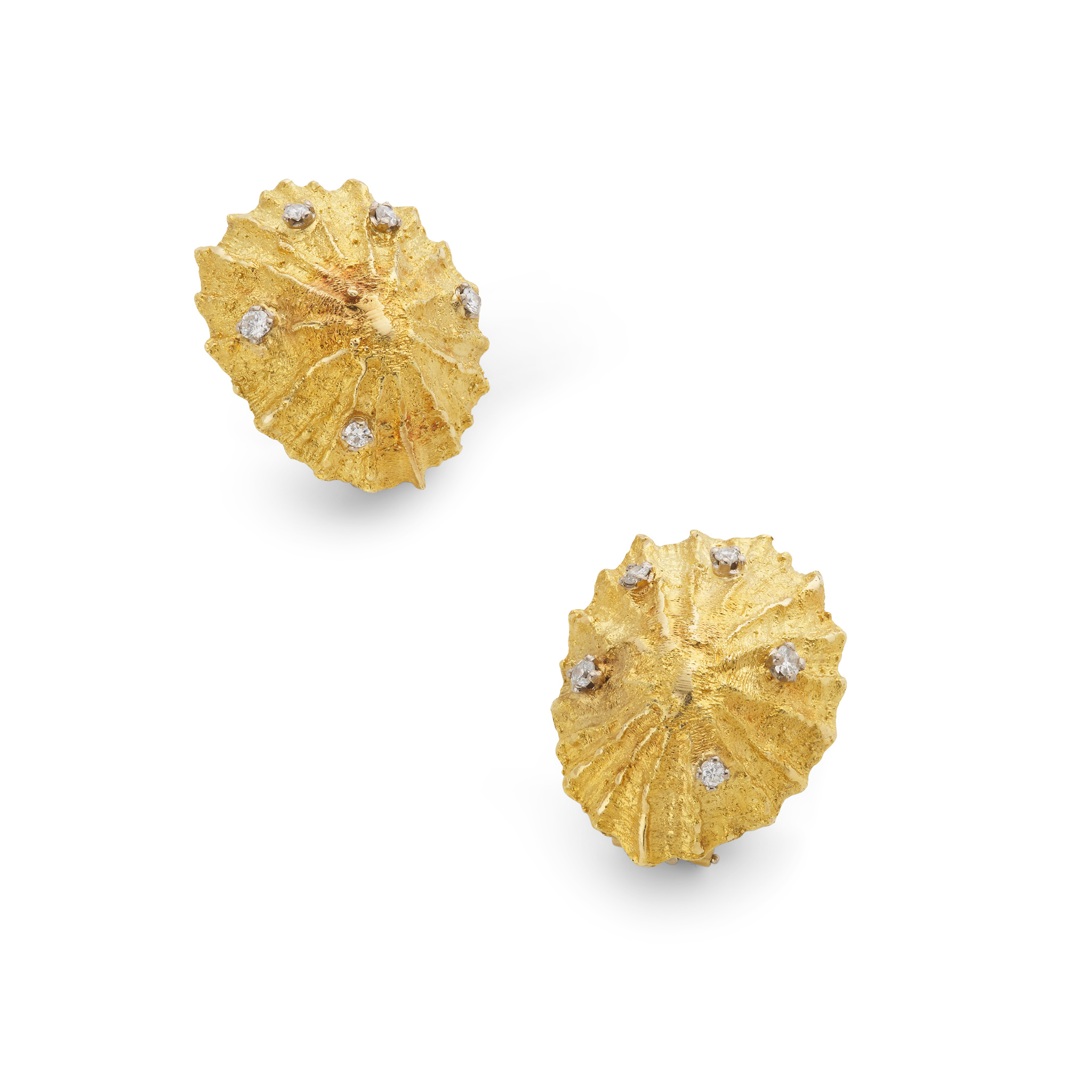 Charles de Temple: A pair of gold and diamond earrings, 1991