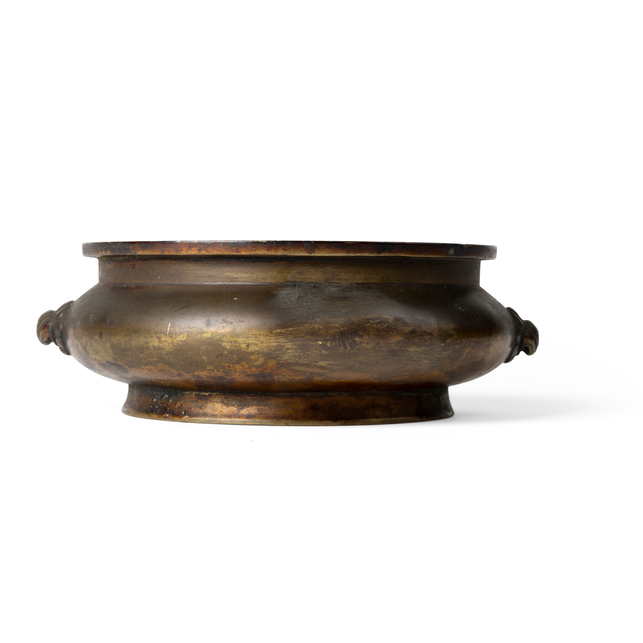 BRONZE CENSER WITH LION-MASK HANDLES