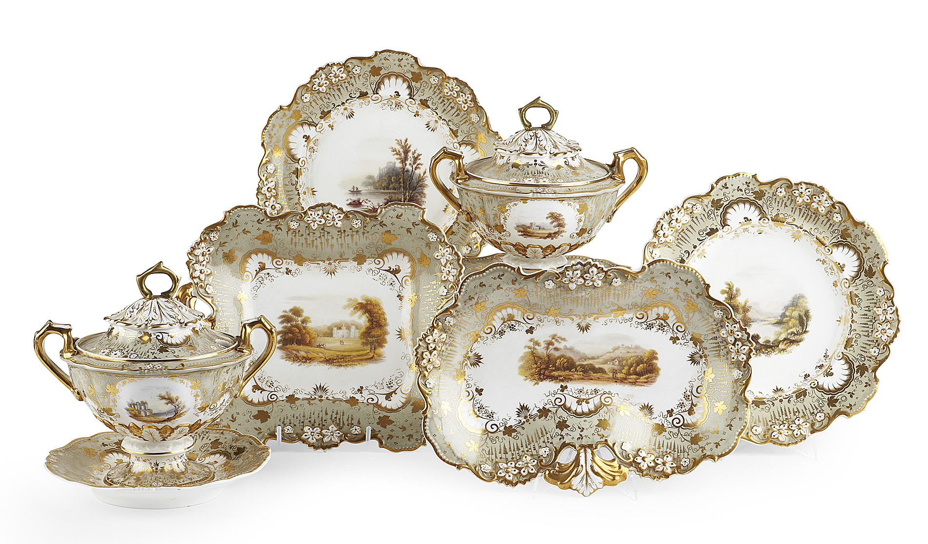 DAVENPORT PORCELAIN PART FRUIT SERVICE