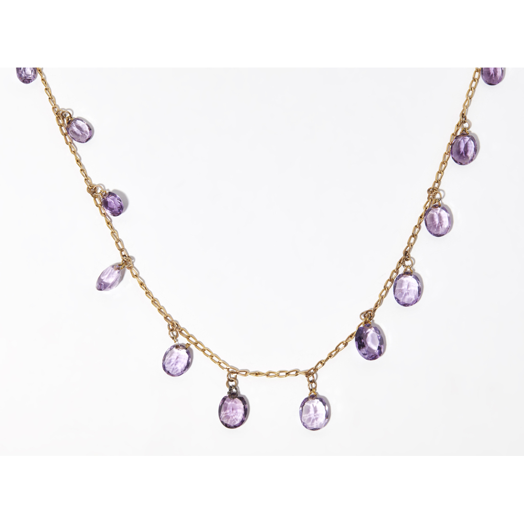 A 9ct gold amethyst set necklace