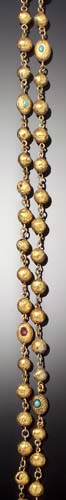 A 19th century gem set gold bead necklace,