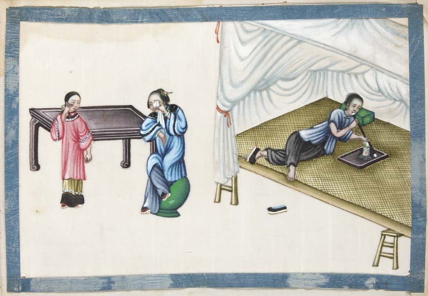 Opium Smoking - Chinese Watercolour Album