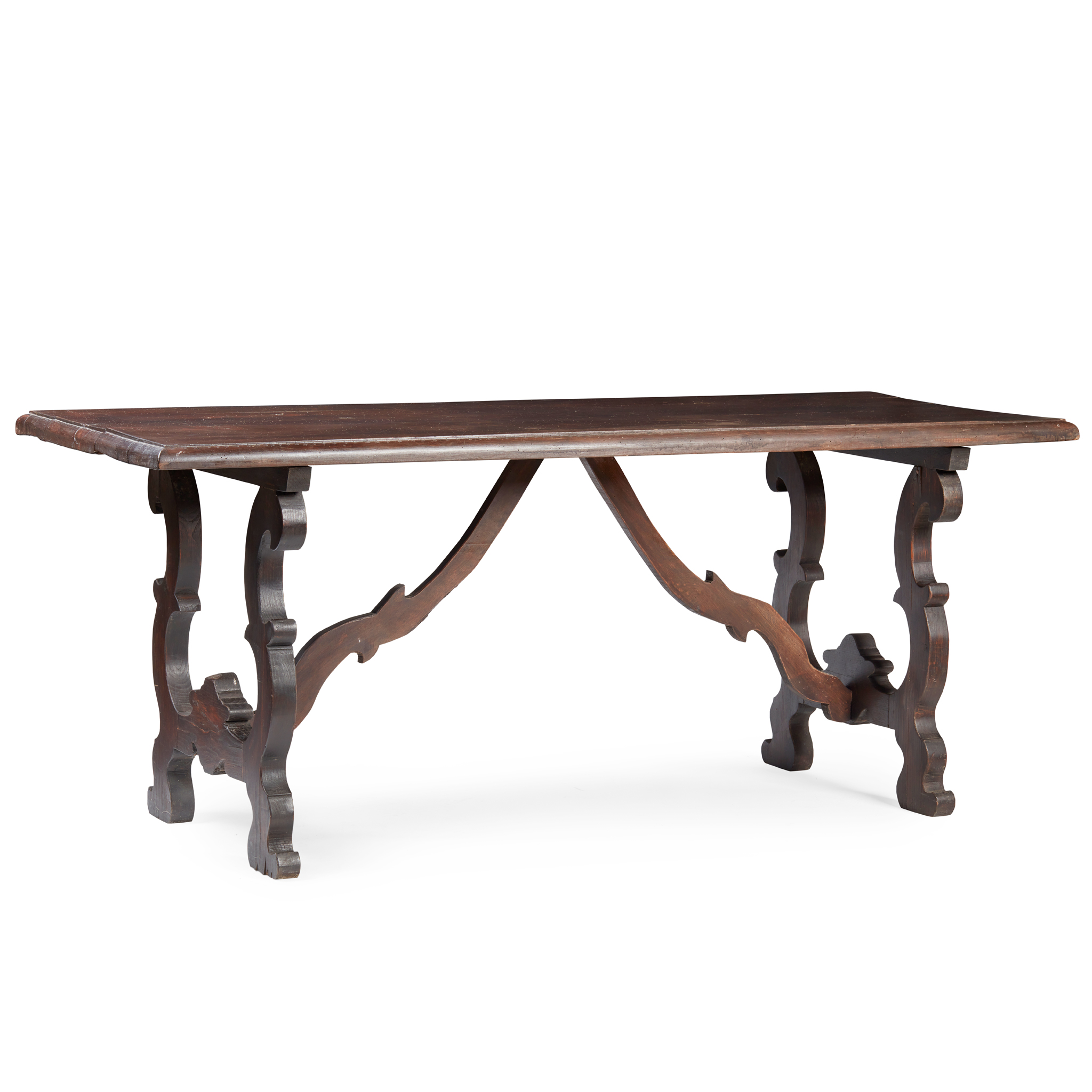 SPANISH STYLE WALNUT TRESTLE TABLE