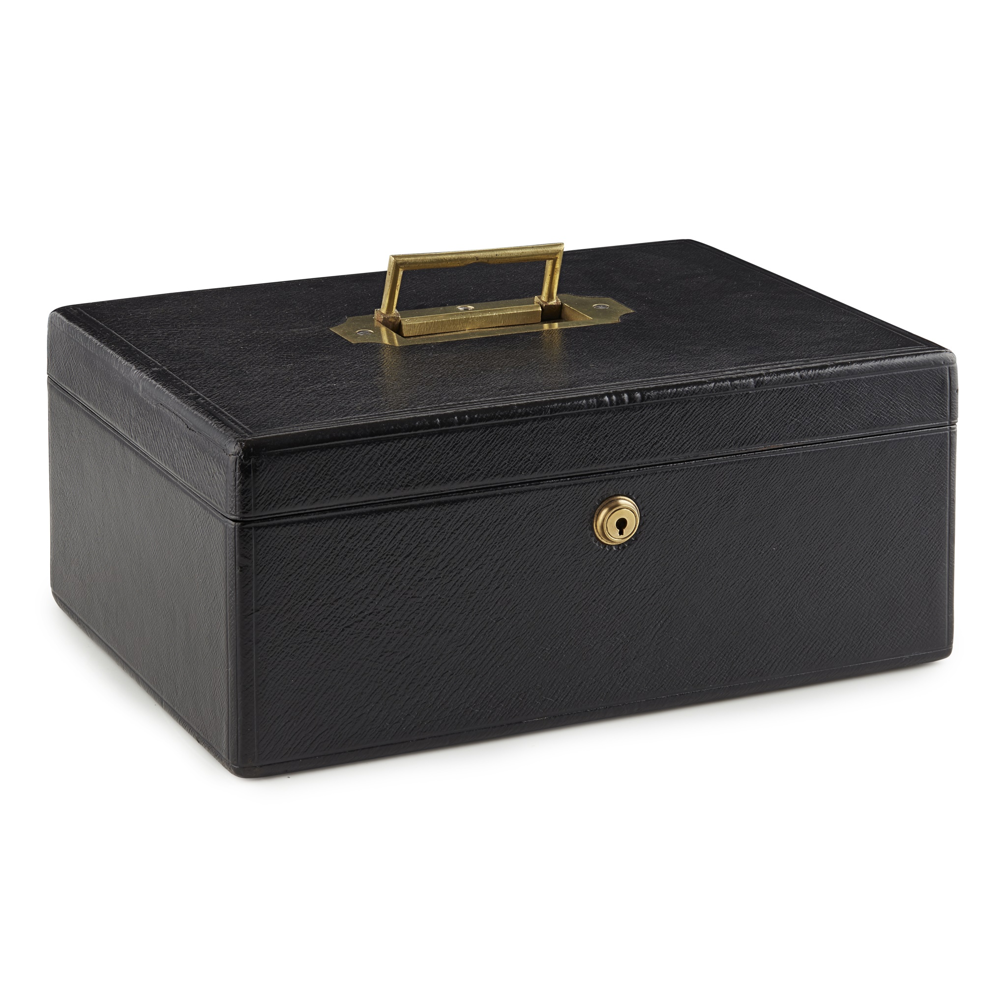VICTORIAN BLACK LEATHER JEWELLERY CASE, T. W. HOPKINS, LONDON