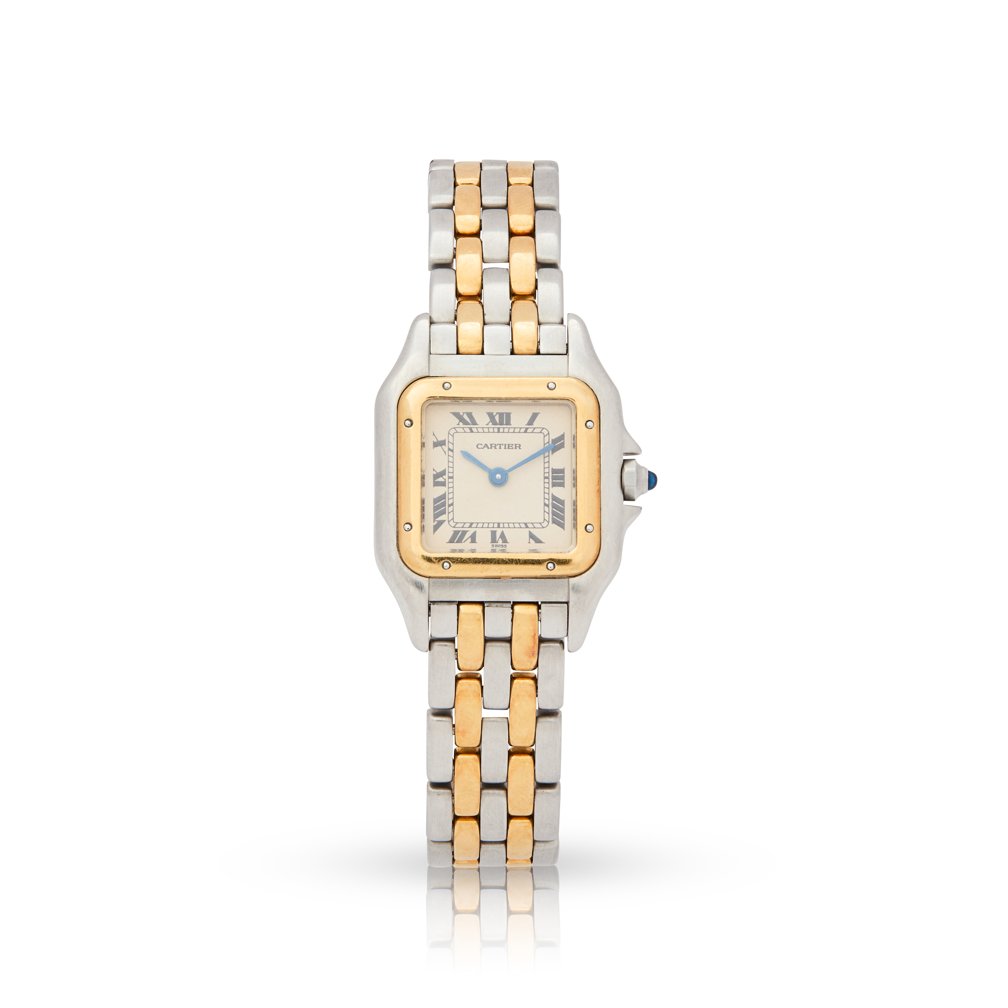 Cartier. A Ladies stainless steel and gold quartz bracelet watch