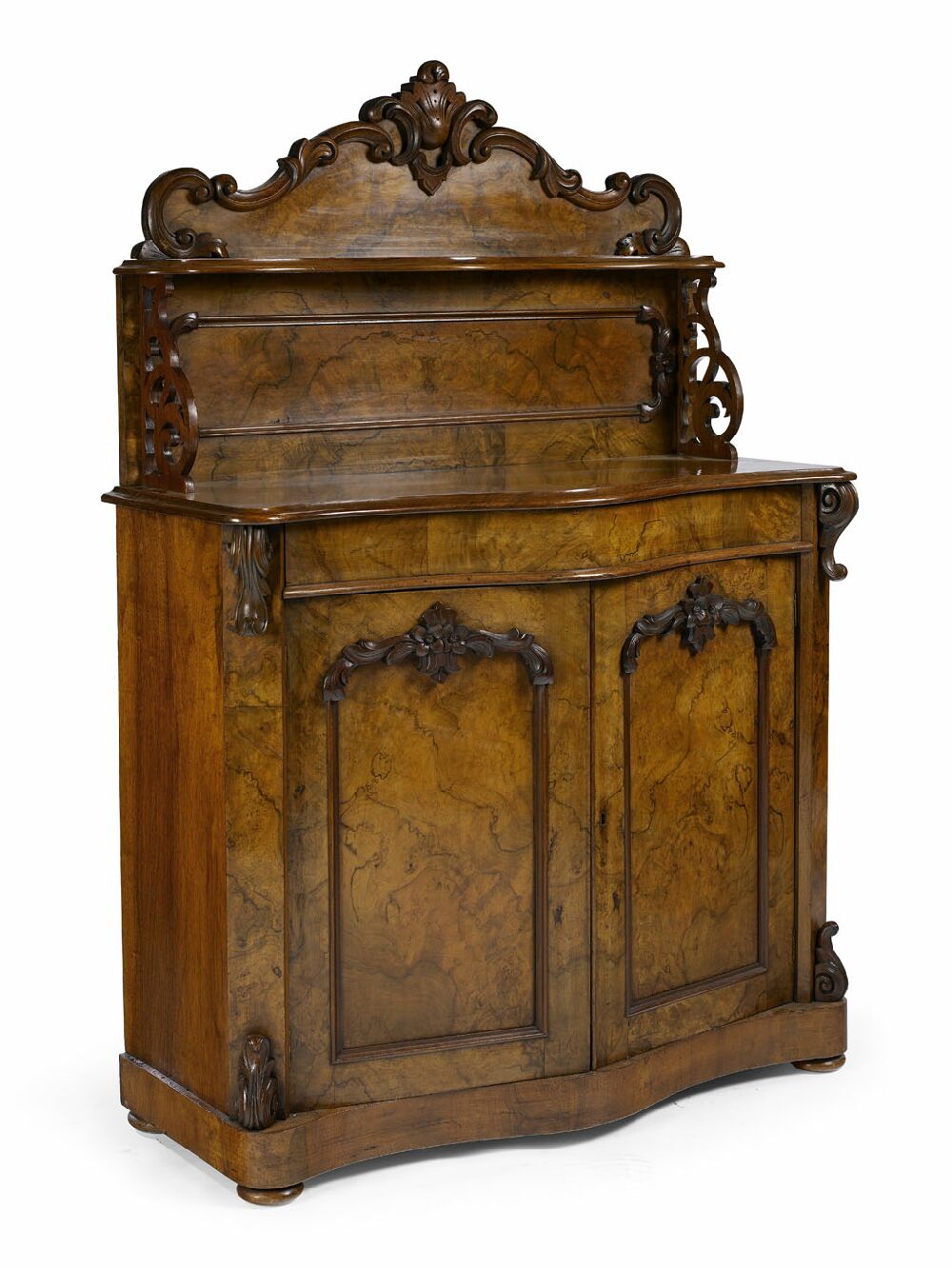 A mid Victorian burr walnut chiffonier
