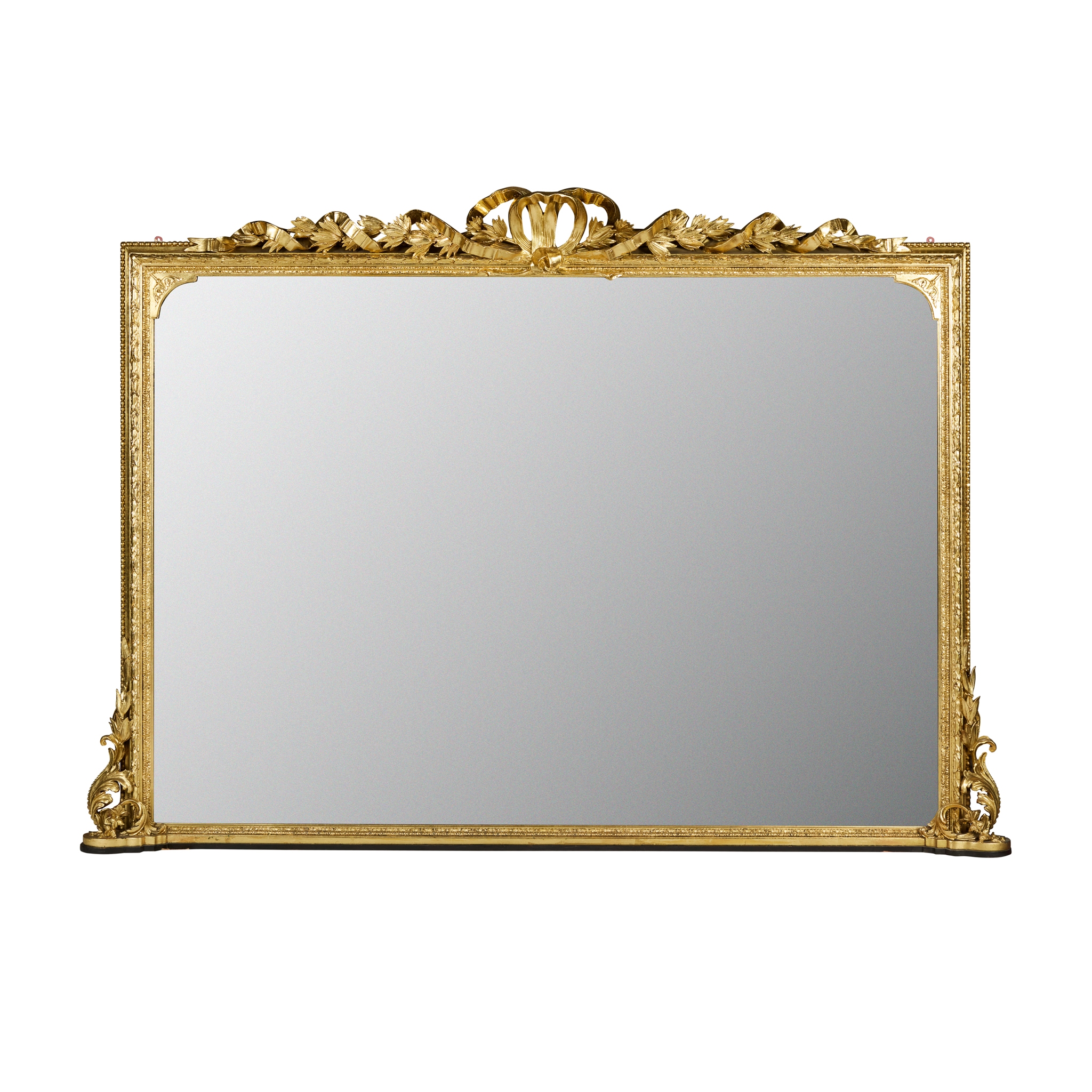 LARGE VICTORIAN GILTWOOD AND GESSO OVERMANTEL MIRROR