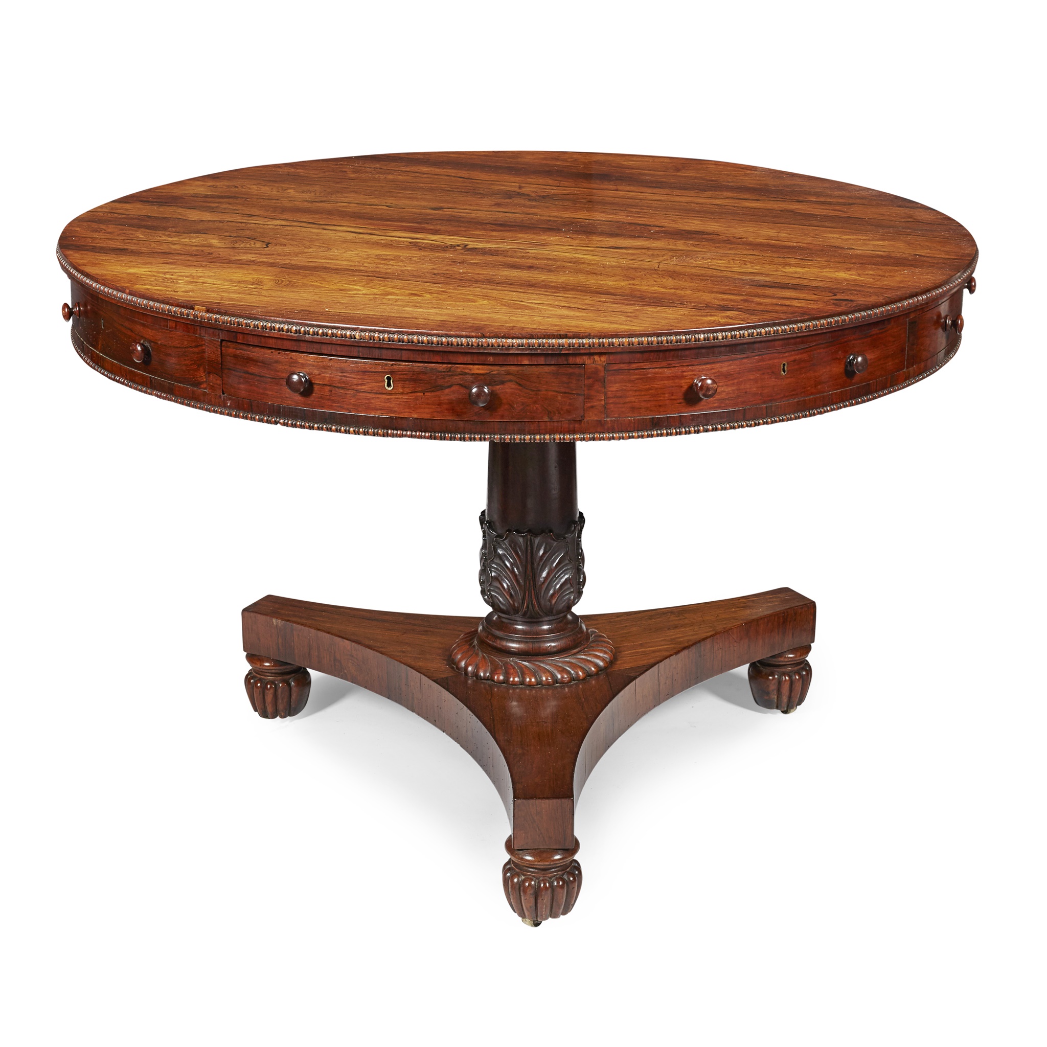 GOOD REGENCY ROSEWOOD DRUM TABLE, PROBABLY SCOTTISH