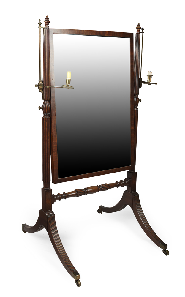REGENCY MAHOGANY CHEVAL MIRROR