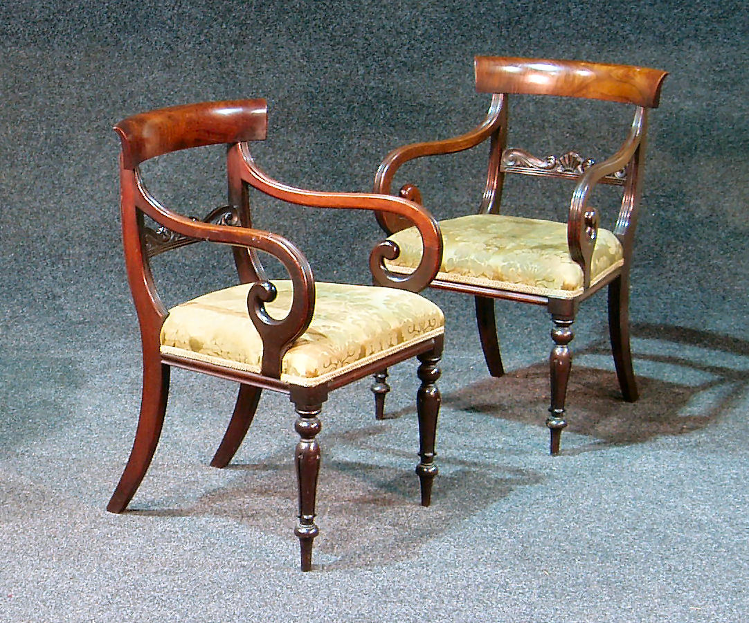 A pair of William IV open armchairs