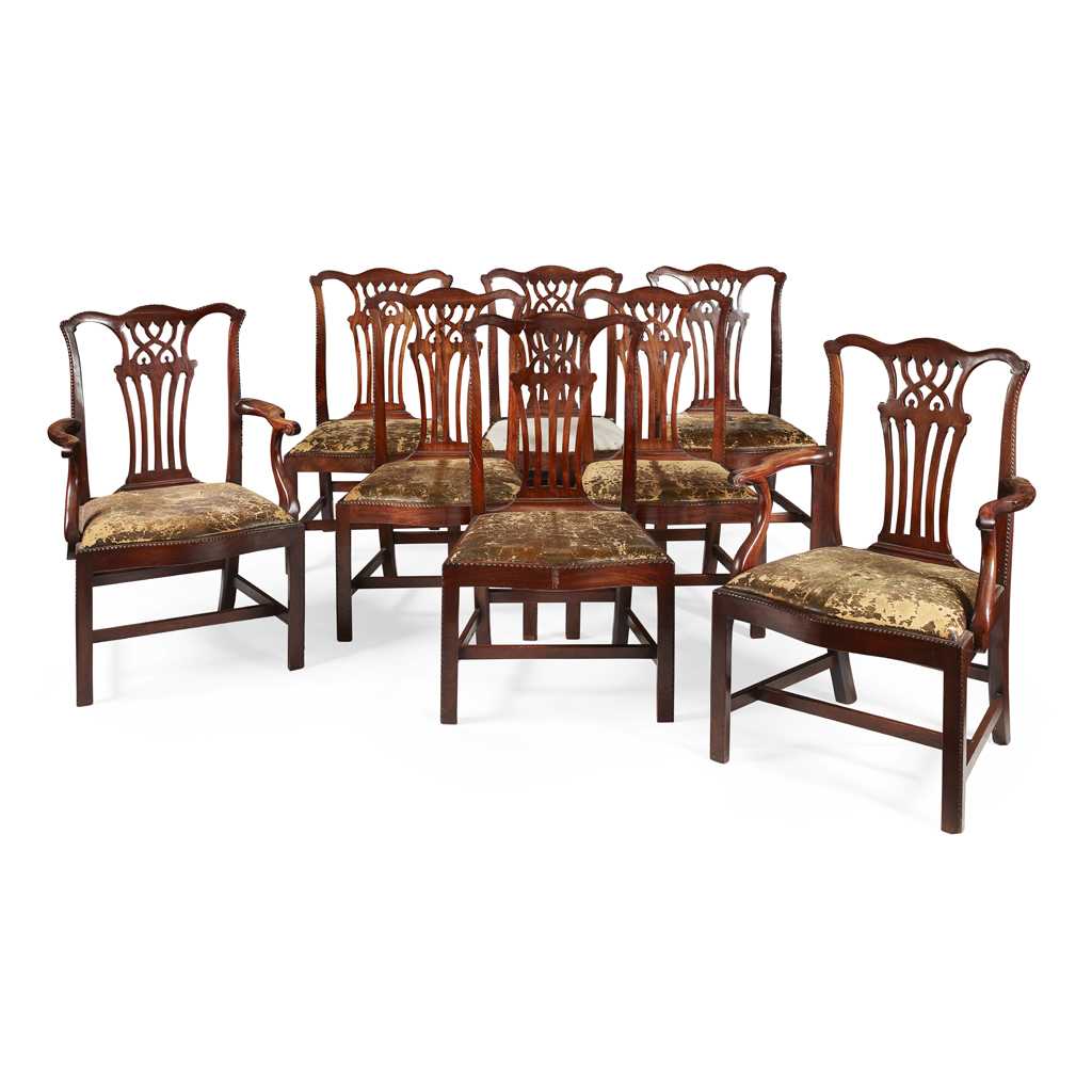 SET OF EIGHT GEORGIAN STYLE MAHOGANY DINING CHAIRS