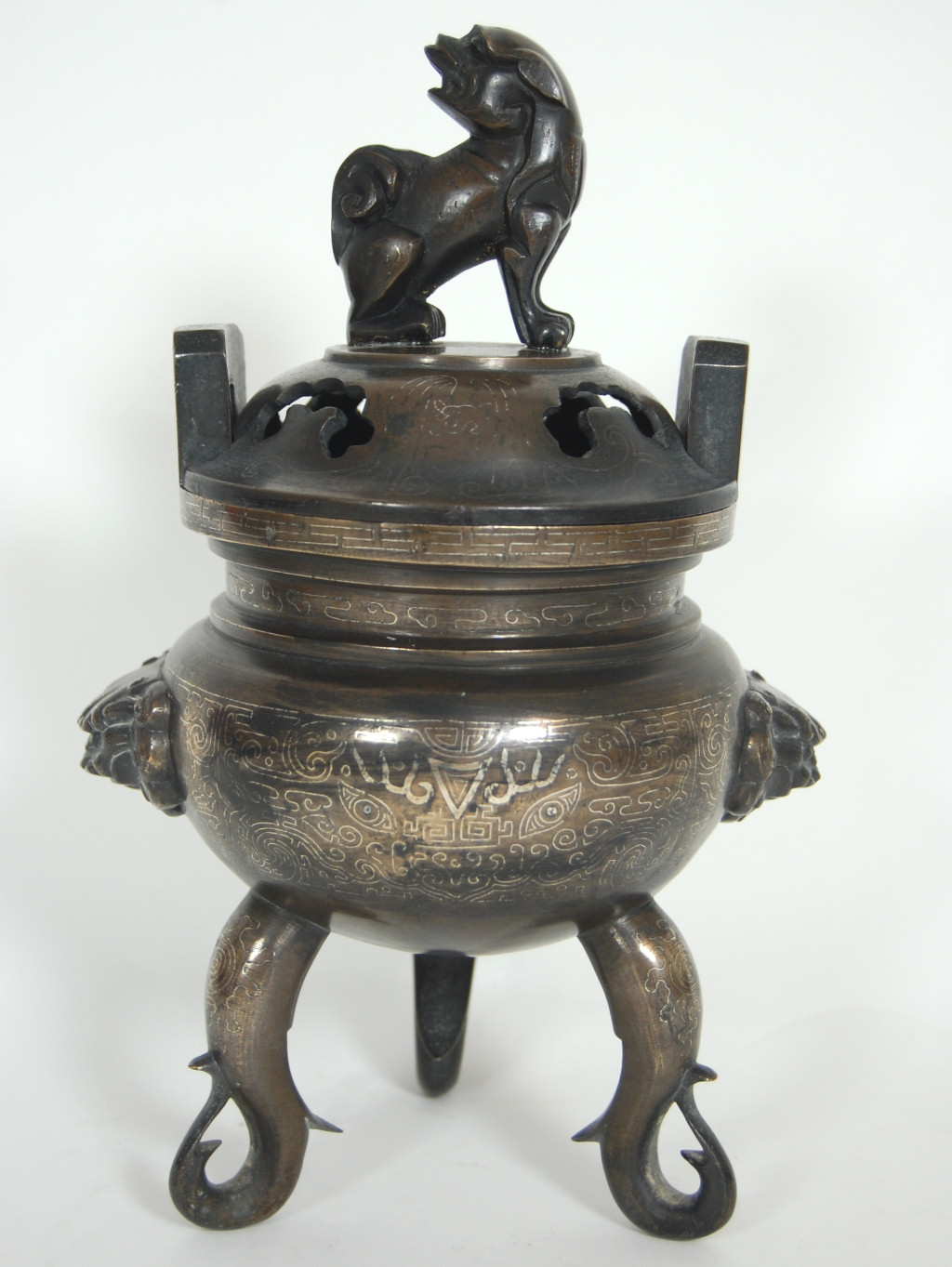 CHINESE BRONZE CENSER AND COVER