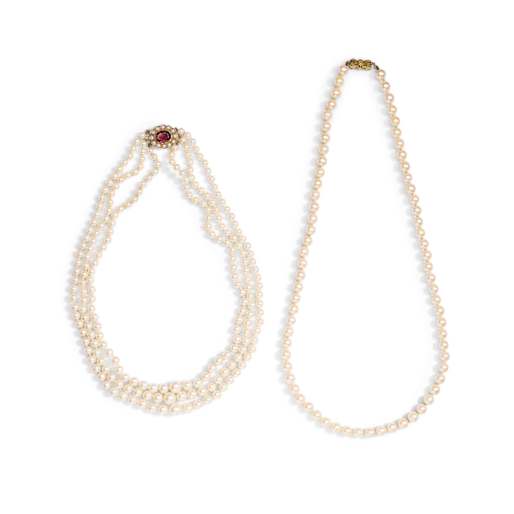 Two cultured pearl necklaces